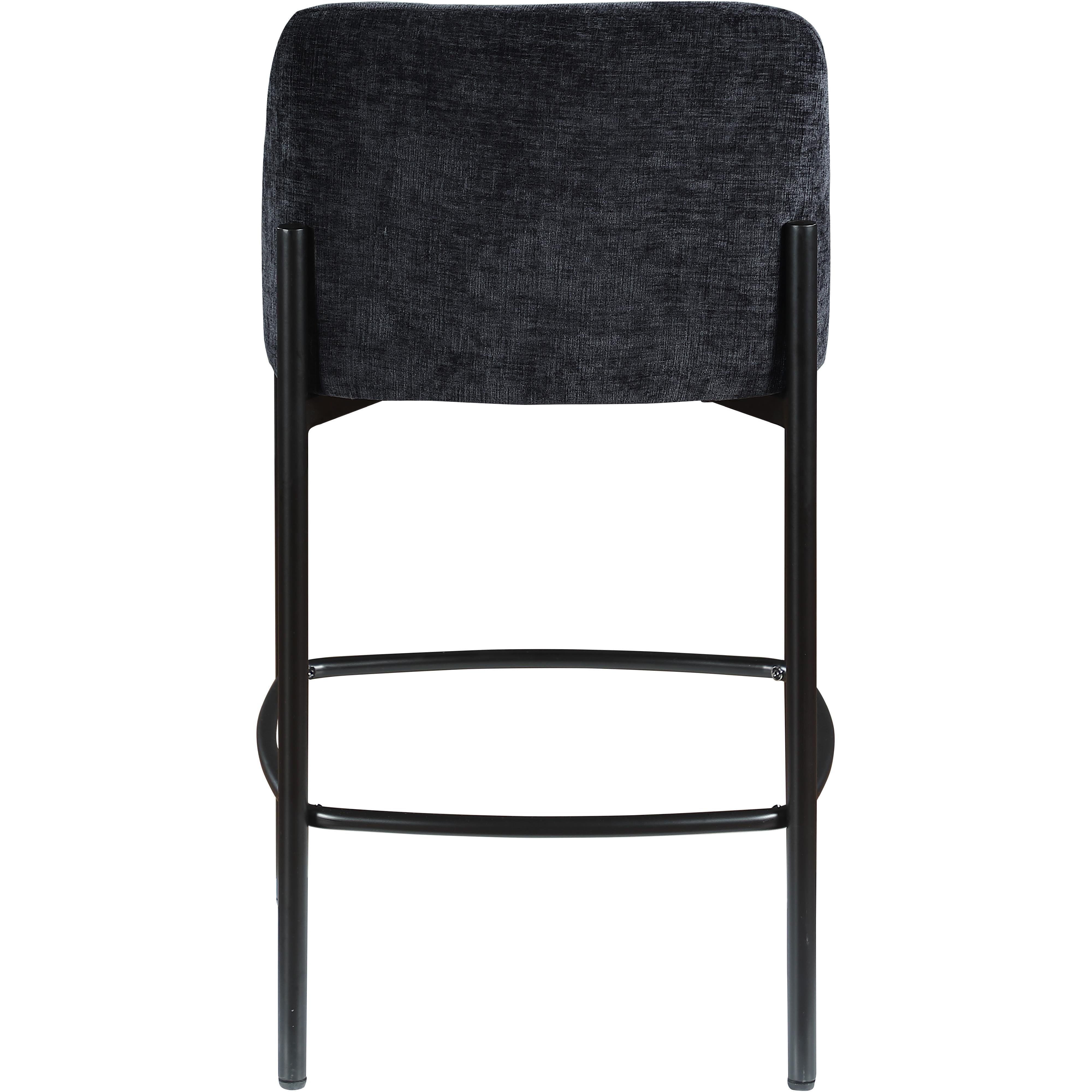 Meridian Burton Black Chenille Fabric Stool