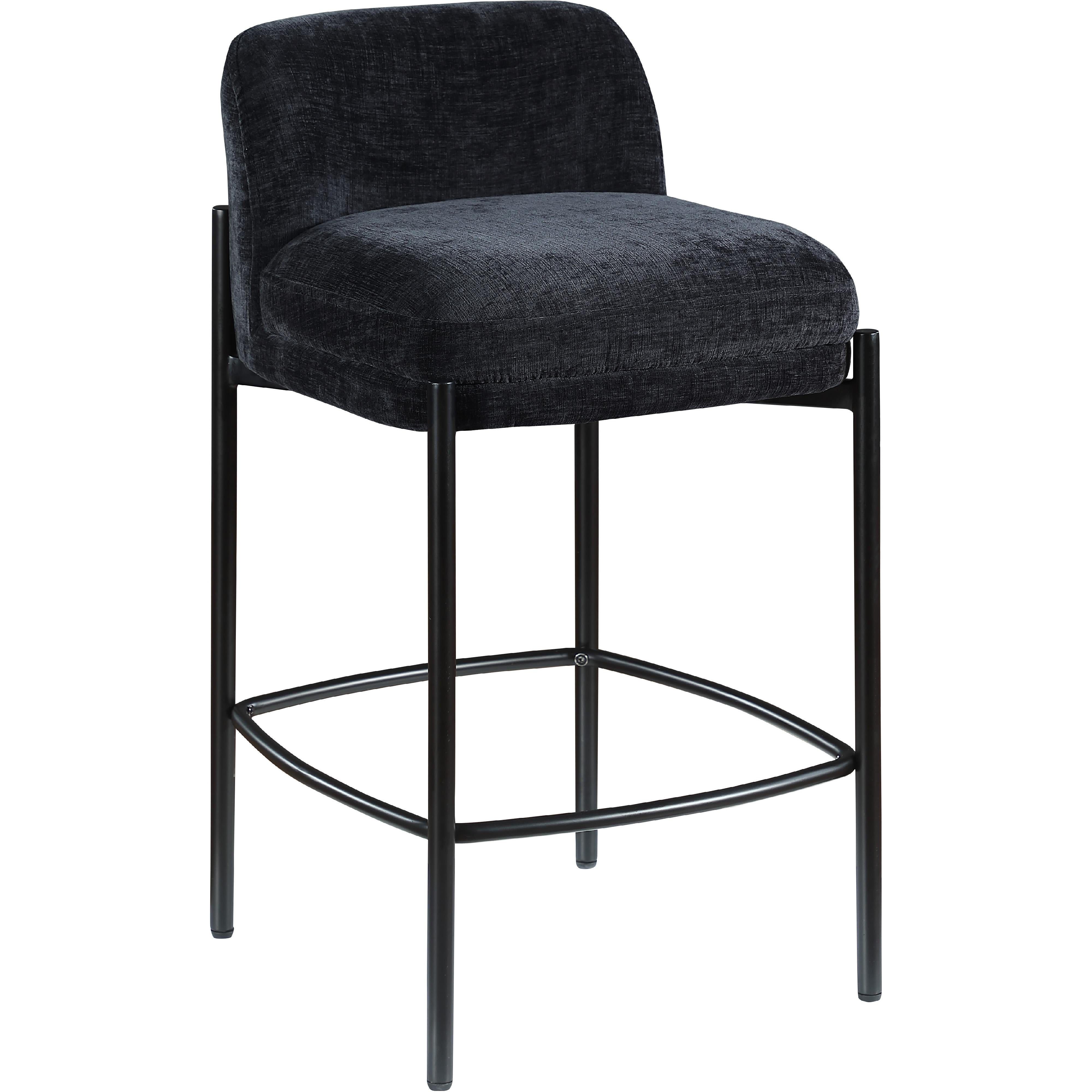 Meridian Burton Black Chenille Fabric Stool