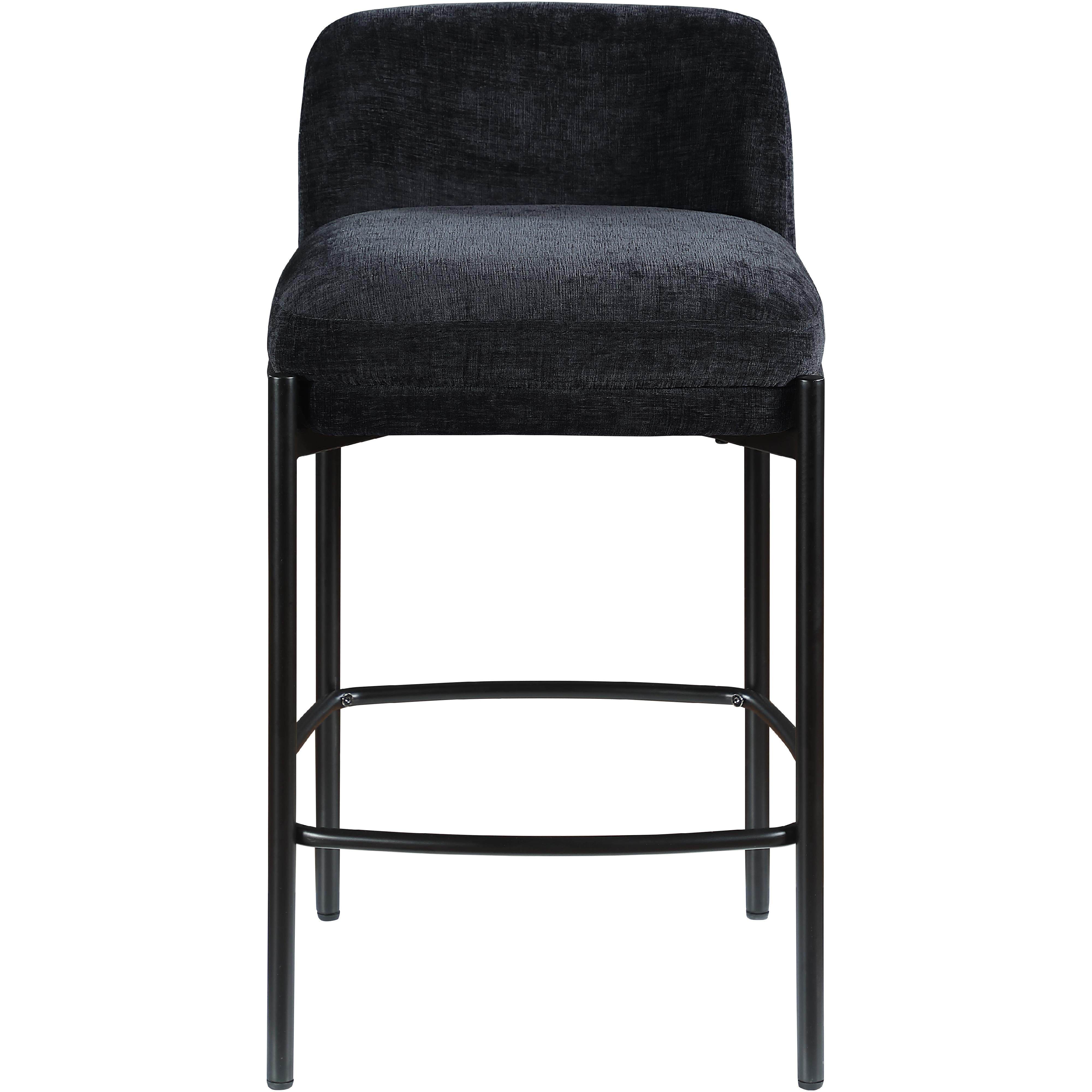 Meridian Burton Black Chenille Fabric Stool