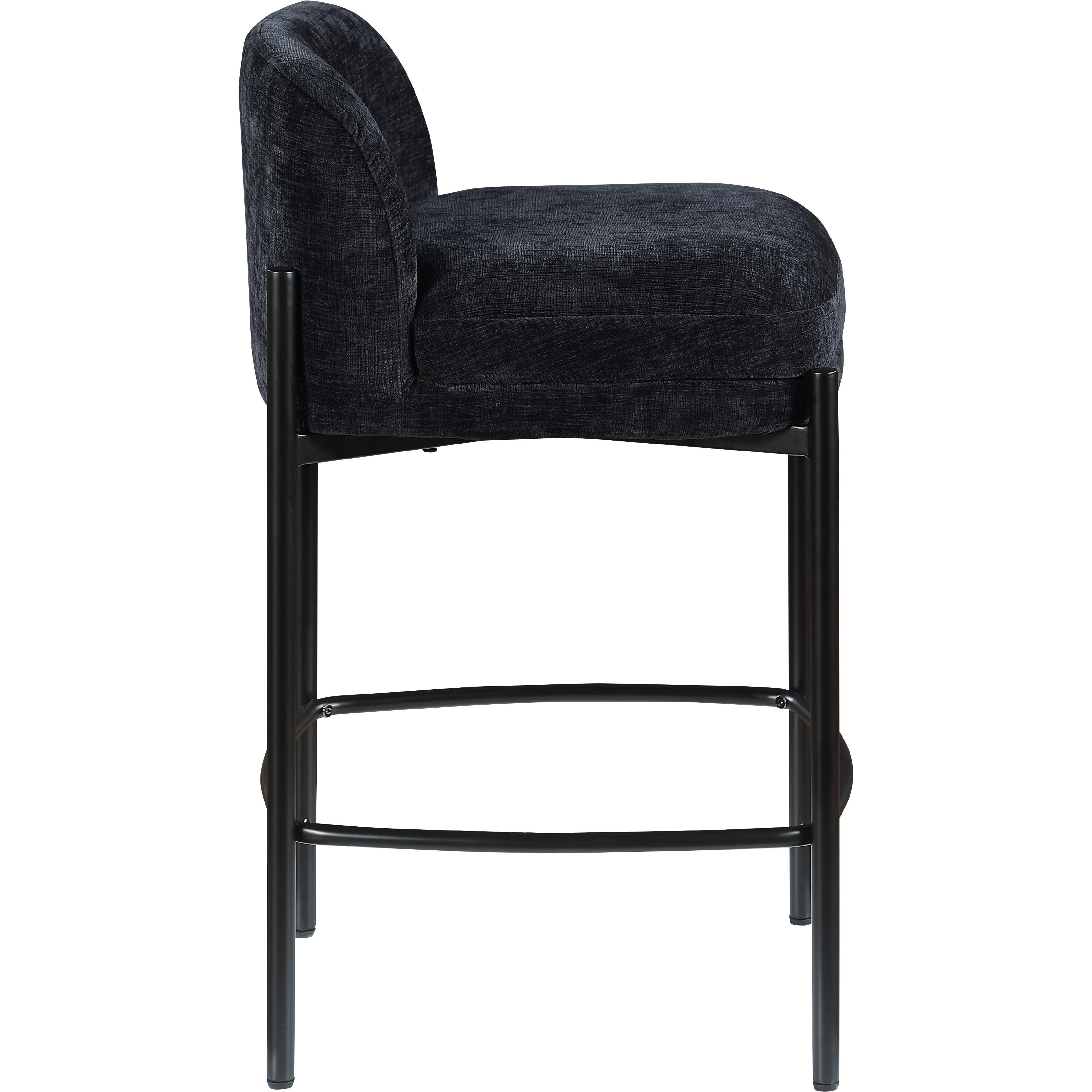 Meridian Burton Black Chenille Fabric Stool