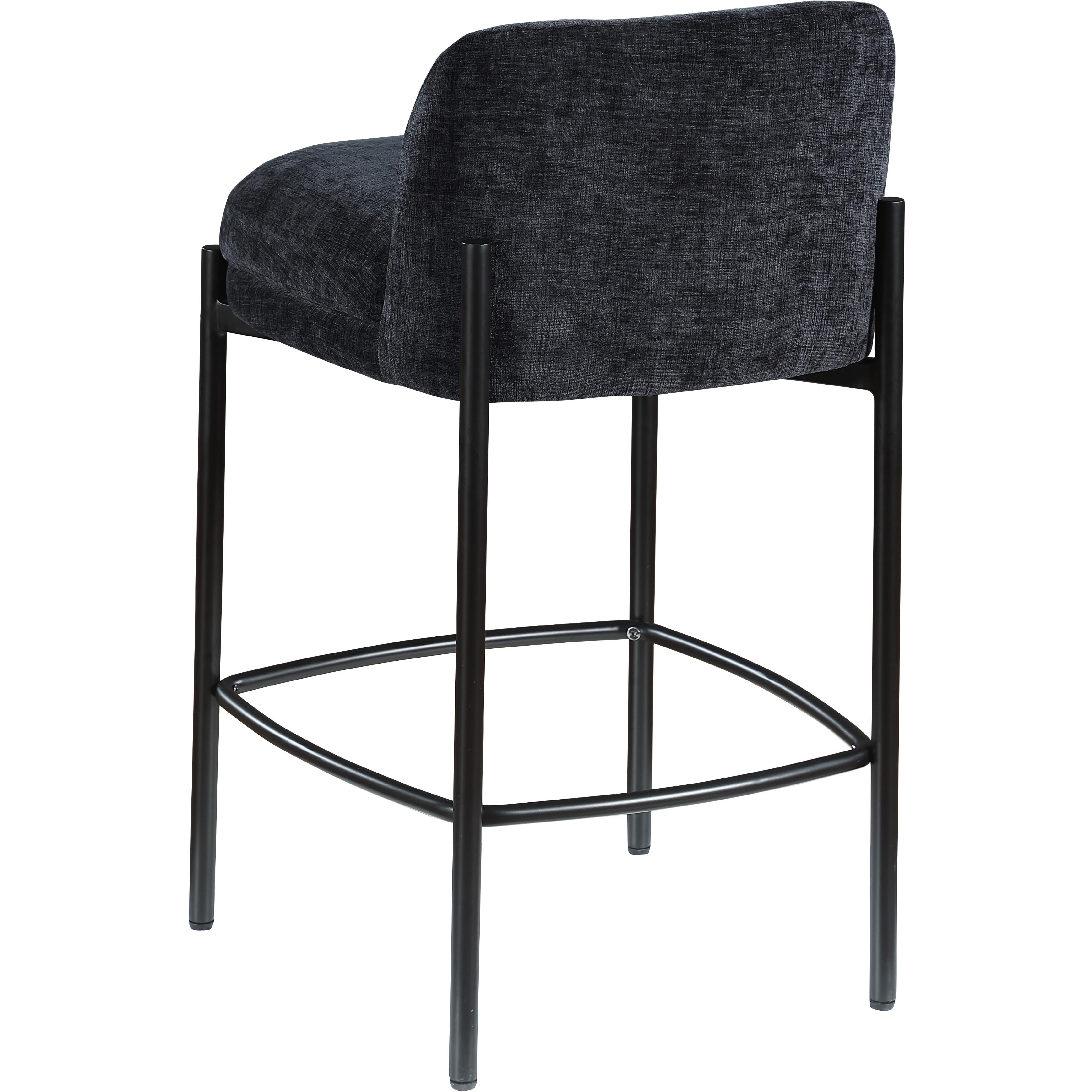 Meridian Burton Black Chenille Fabric Stool