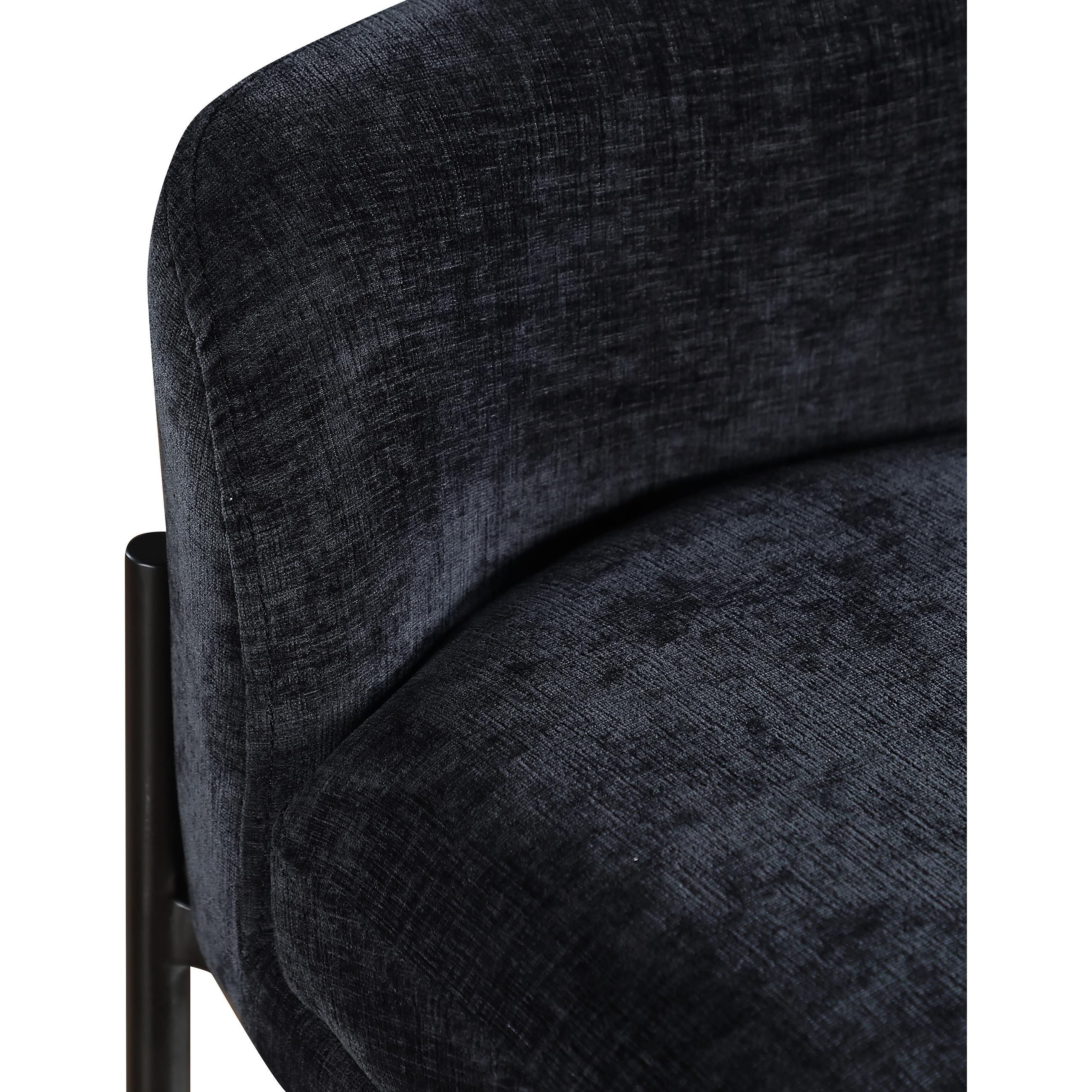 Meridian Burton Black Chenille Fabric Stool