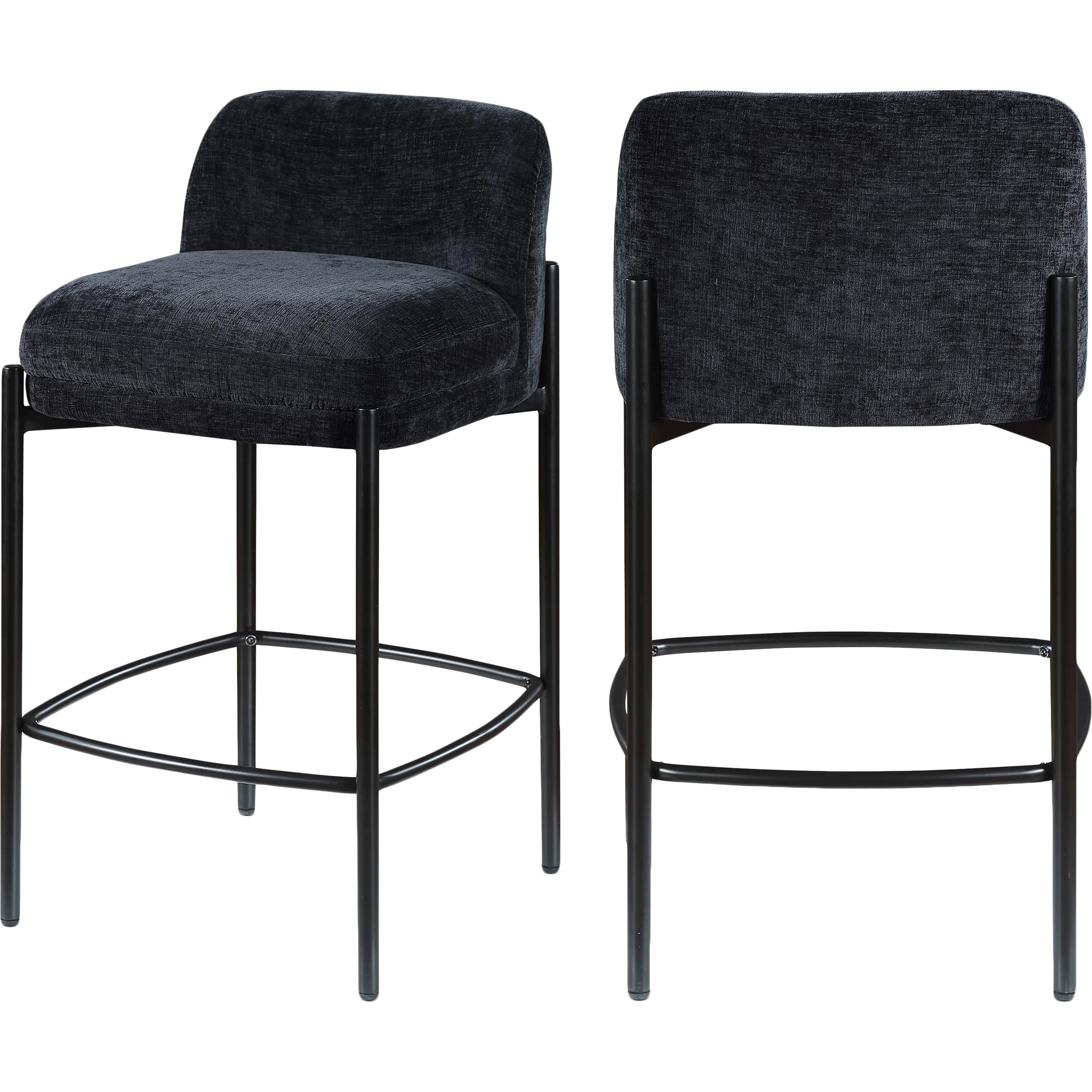 Meridian Burton Black Chenille Fabric Stool