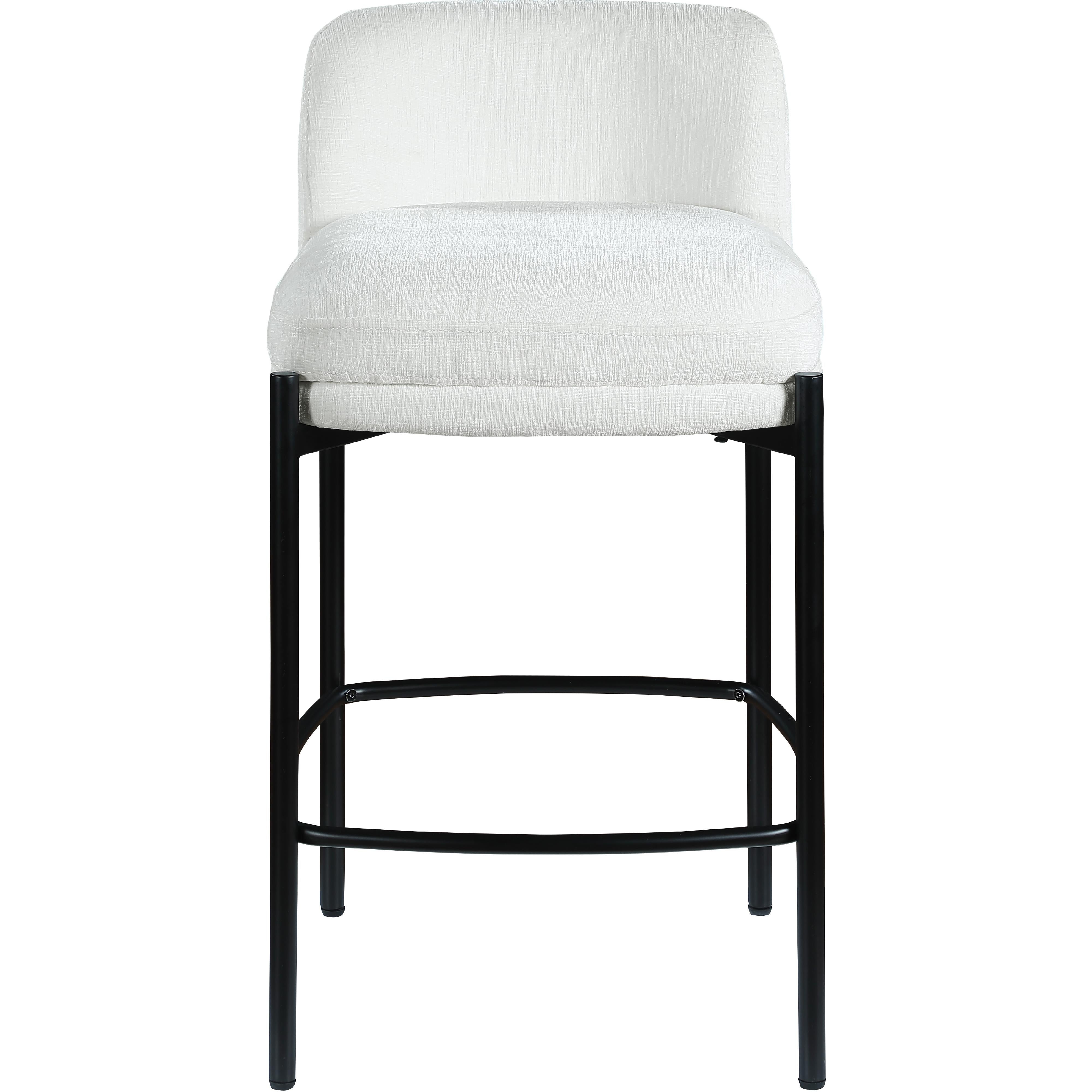 Meridian Burton Cream Chenille Fabric Stool