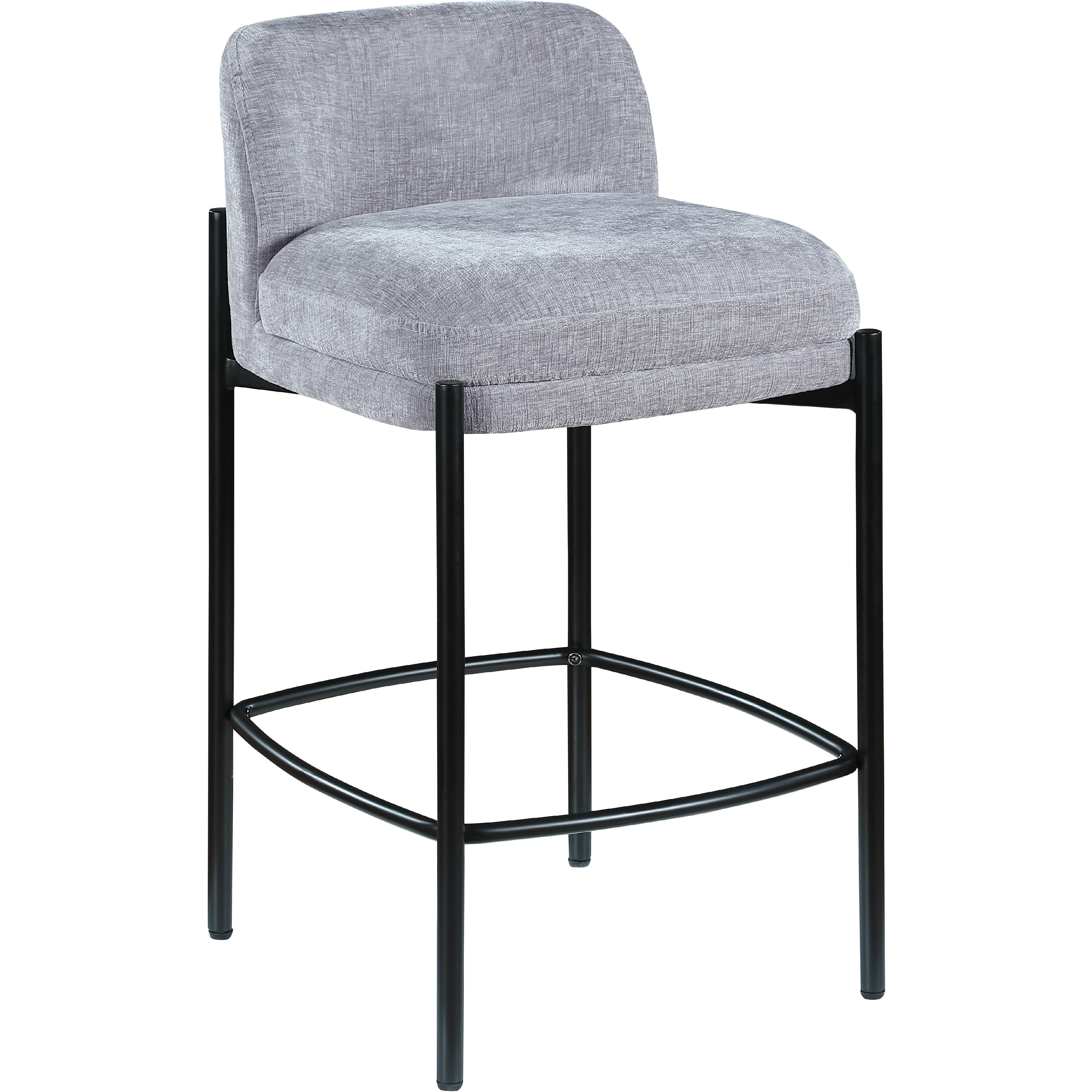 Meridian Burton Grey Chenille Fabric Stool