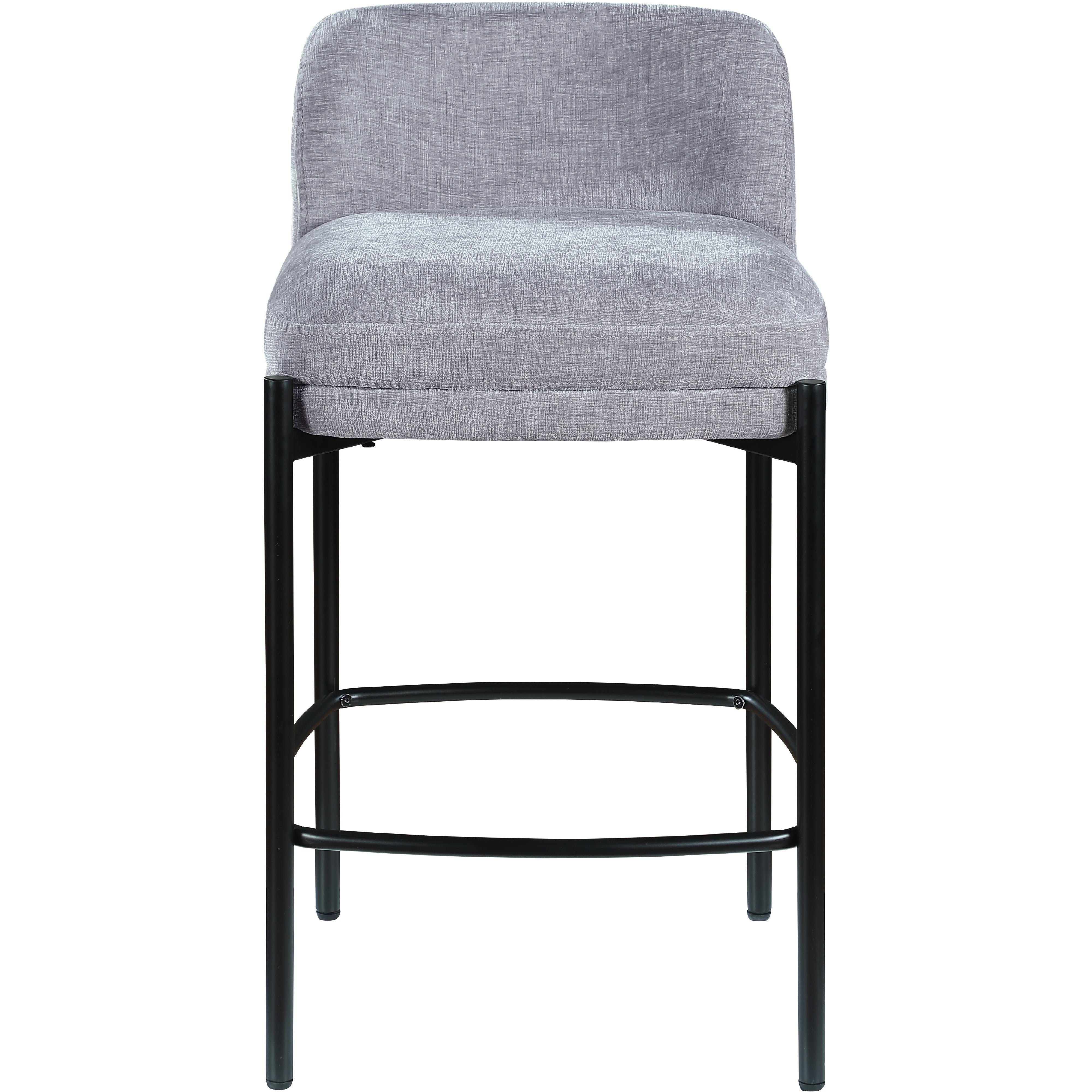 Meridian Burton Grey Chenille Fabric Stool