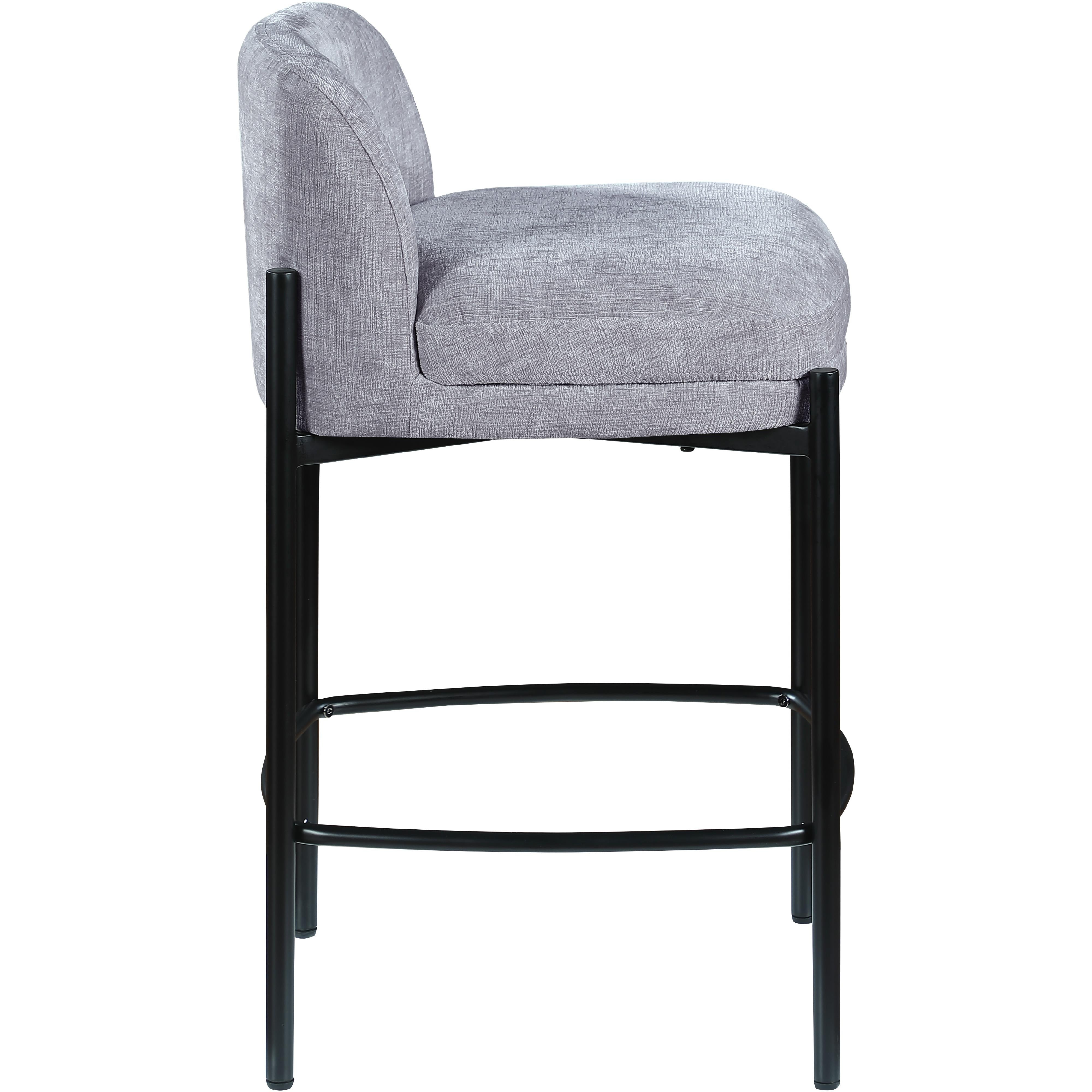 Meridian Burton Grey Chenille Fabric Stool