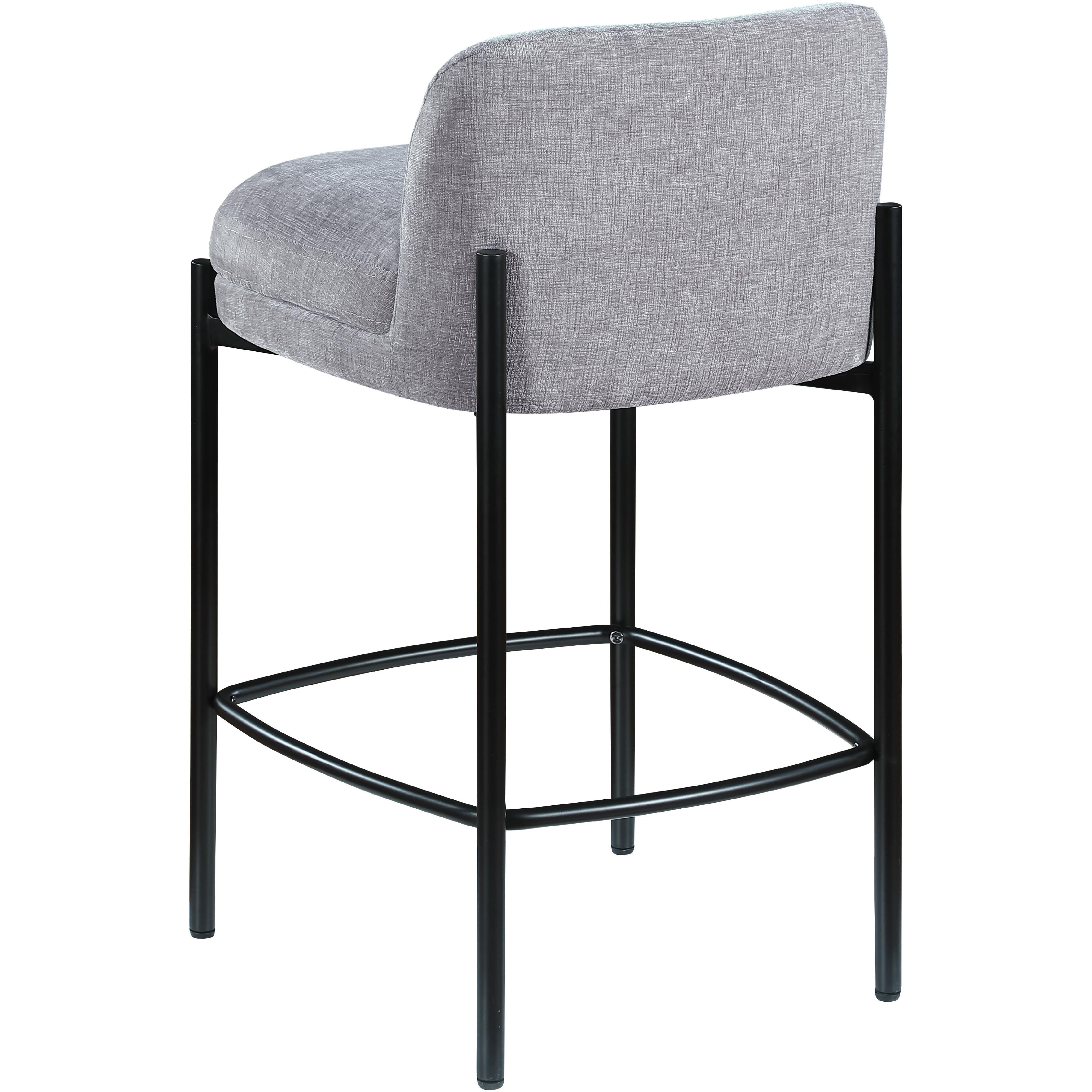 Meridian Burton Grey Chenille Fabric Stool