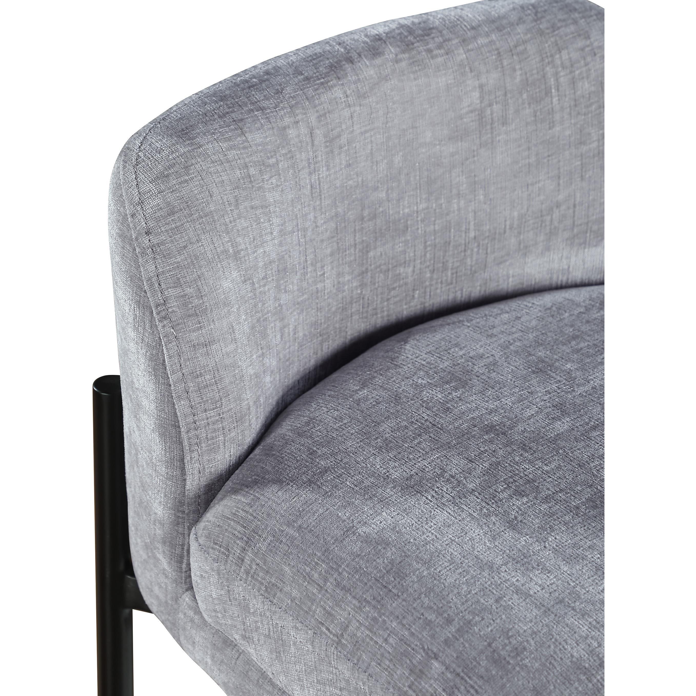 Meridian Burton Grey Chenille Fabric Stool