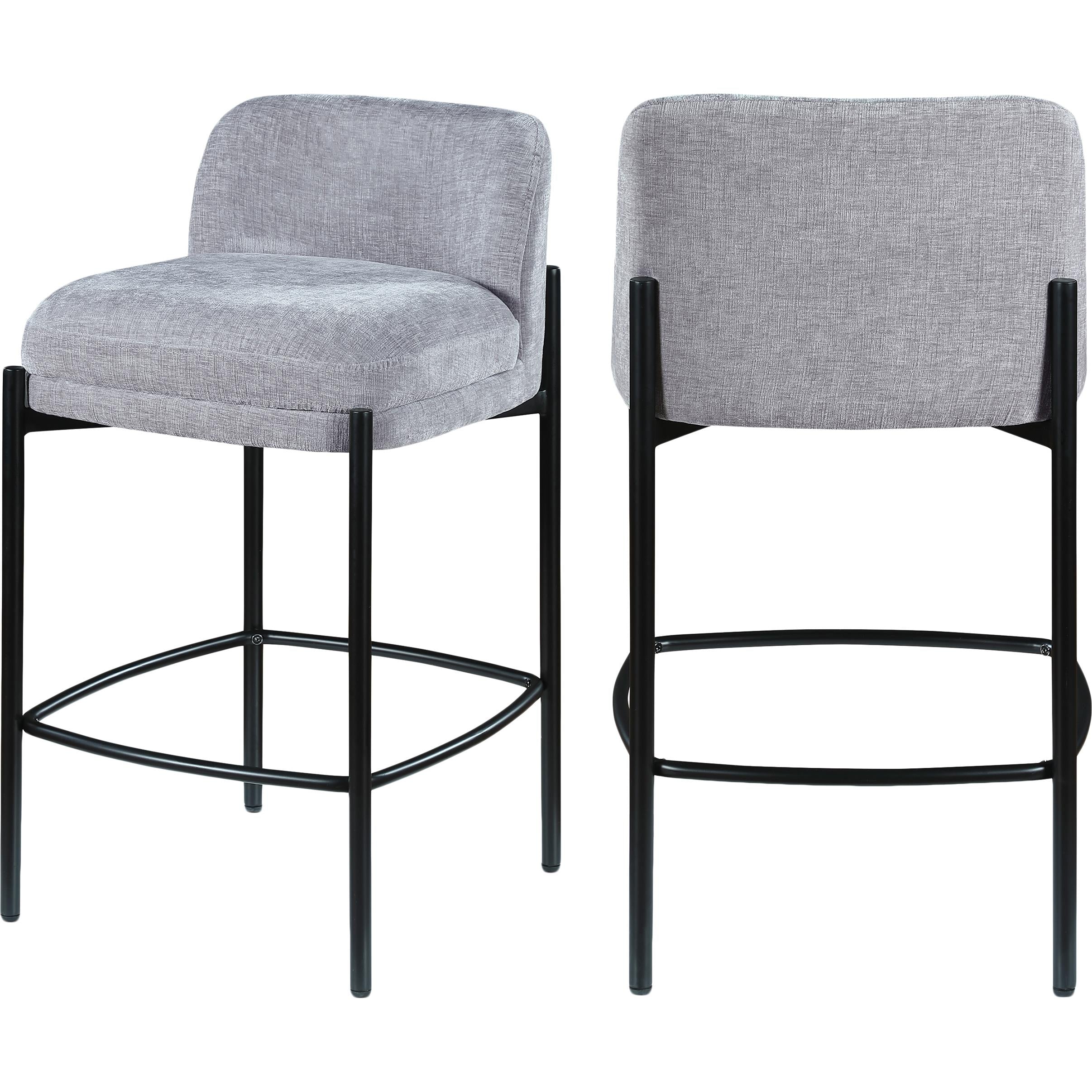 Meridian Burton Grey Chenille Fabric Stool