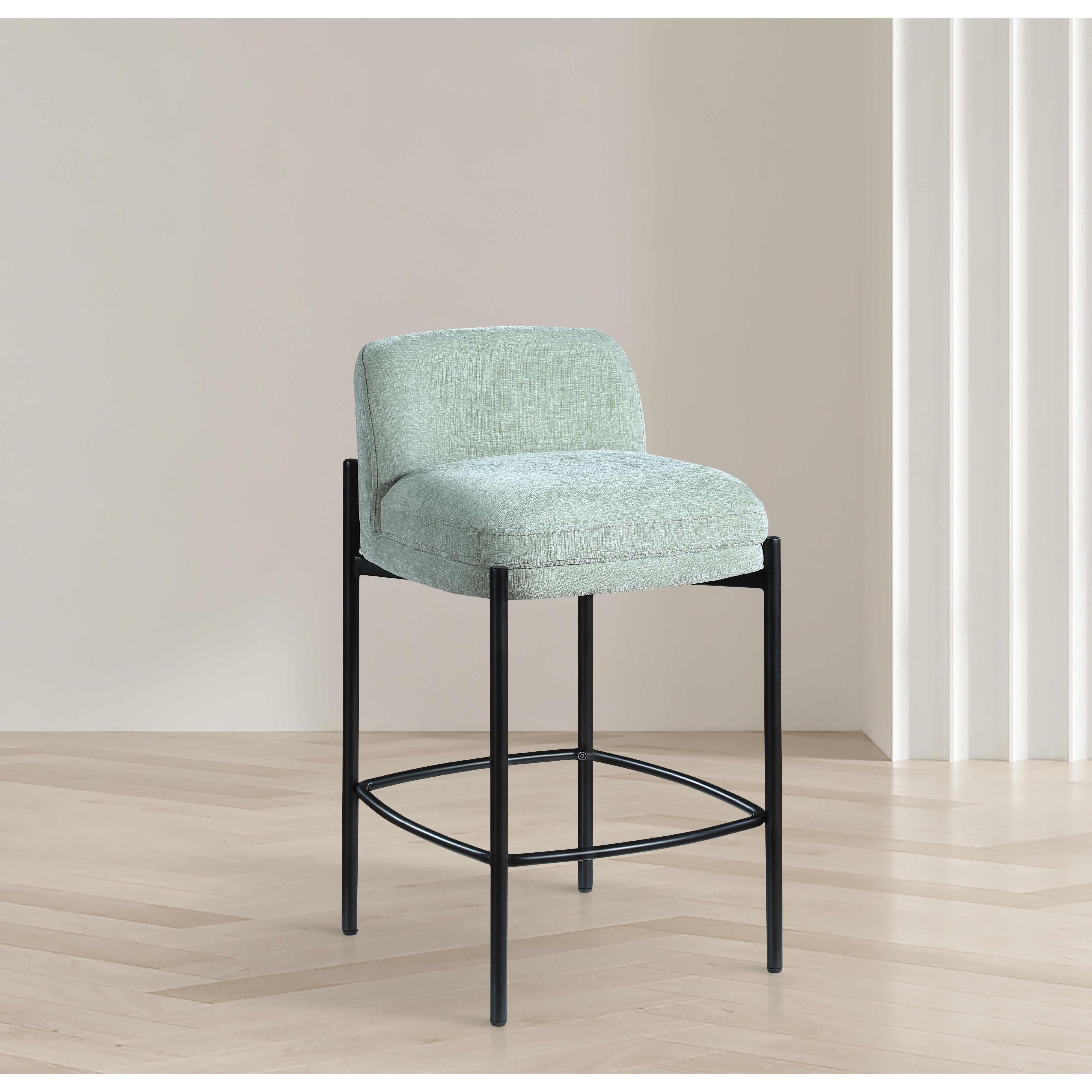 Meridian Burton Mint Chenille Fabric Stool