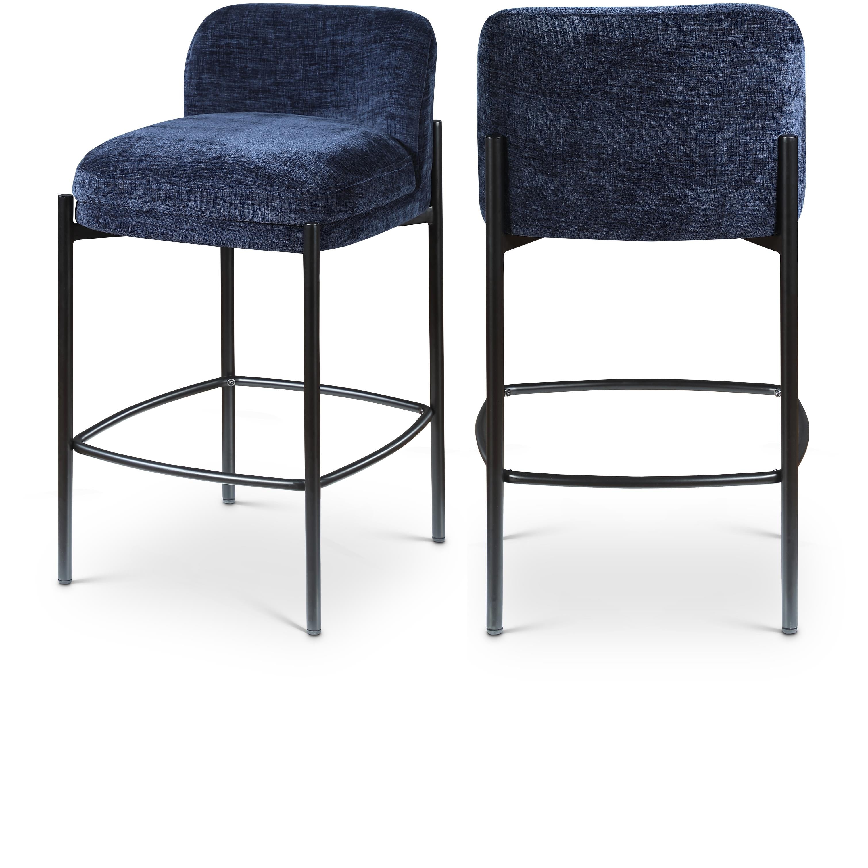 Meridian Burton Navy Chenille Fabric Stool