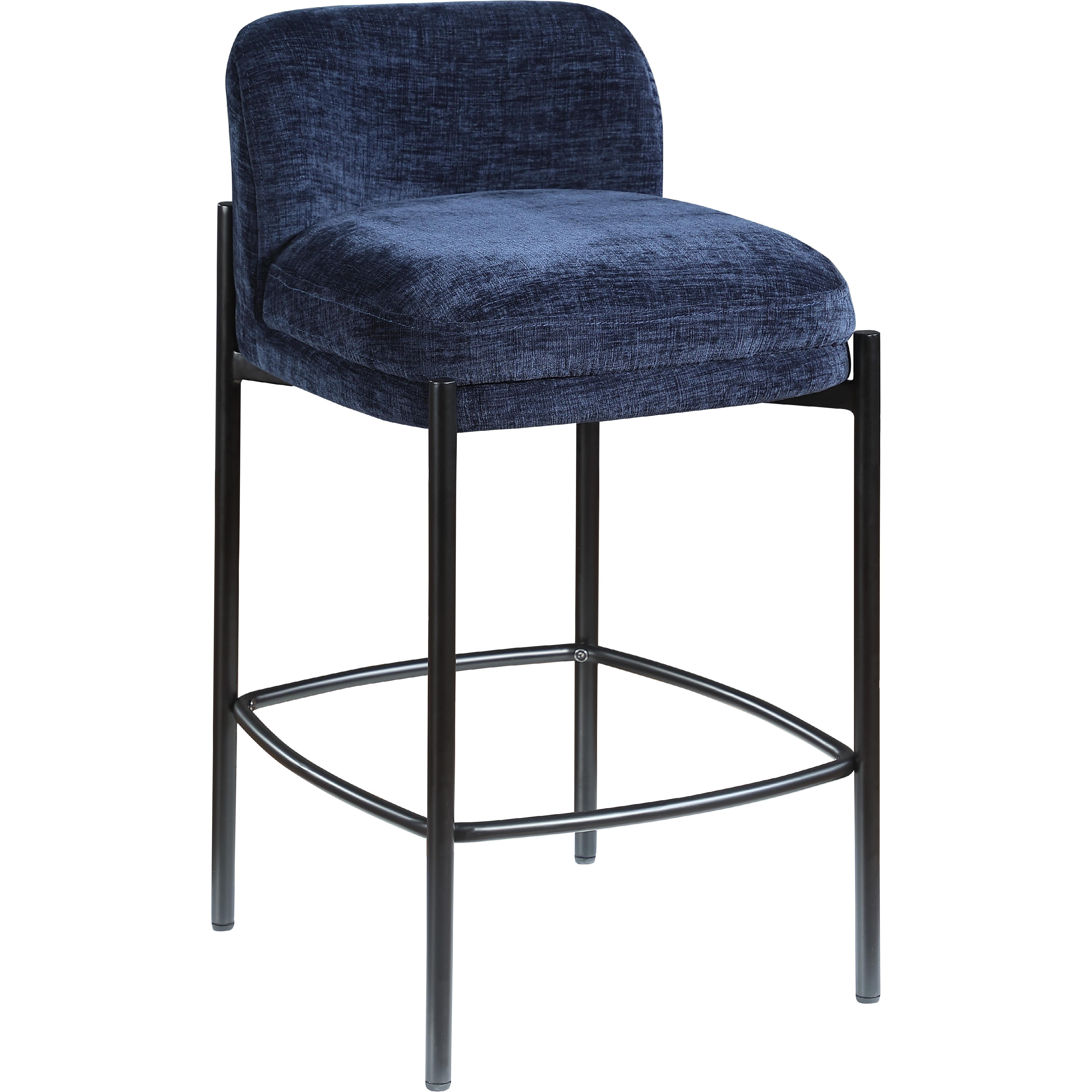 Meridian Burton Navy Chenille Fabric Stool