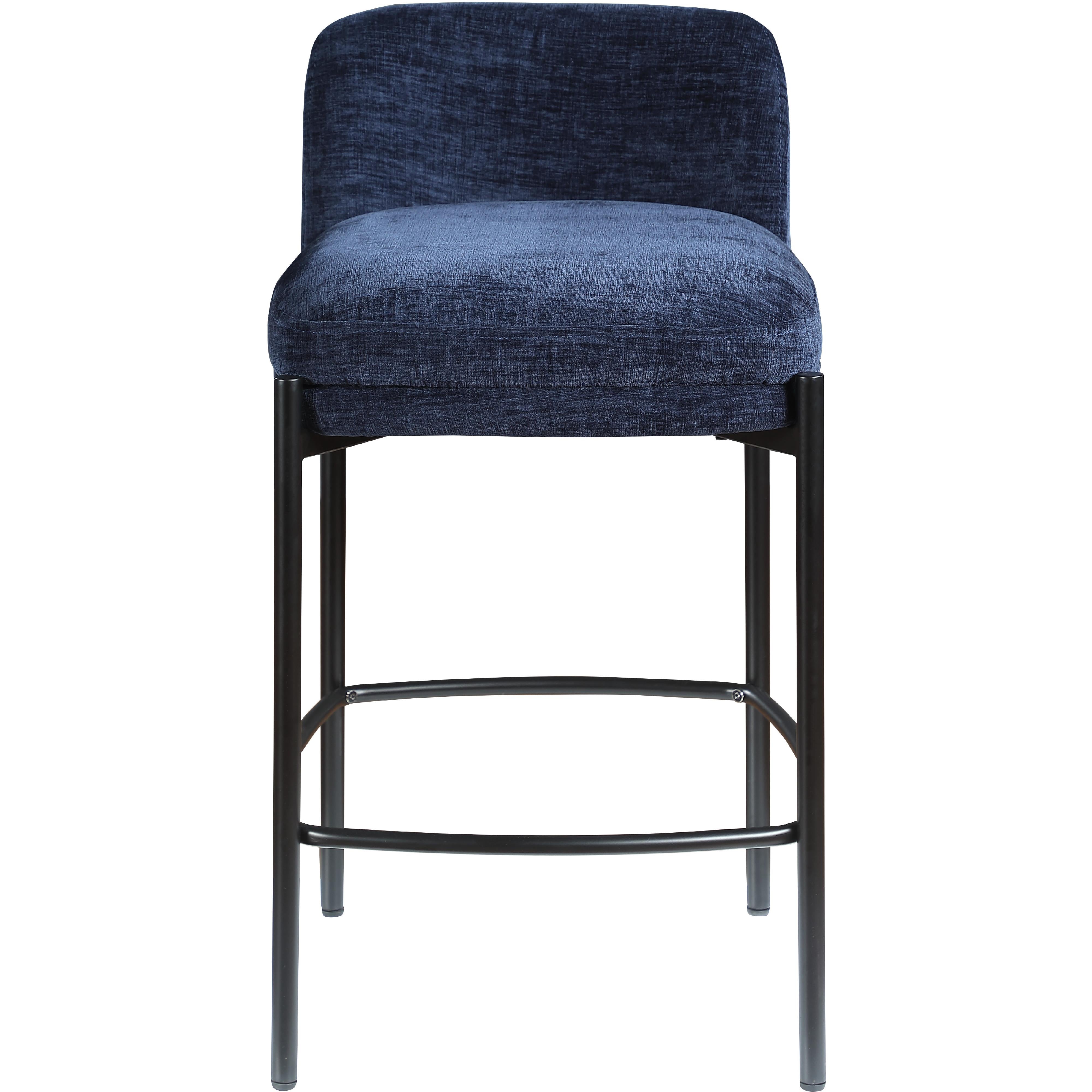 Meridian Burton Navy Chenille Fabric Stool