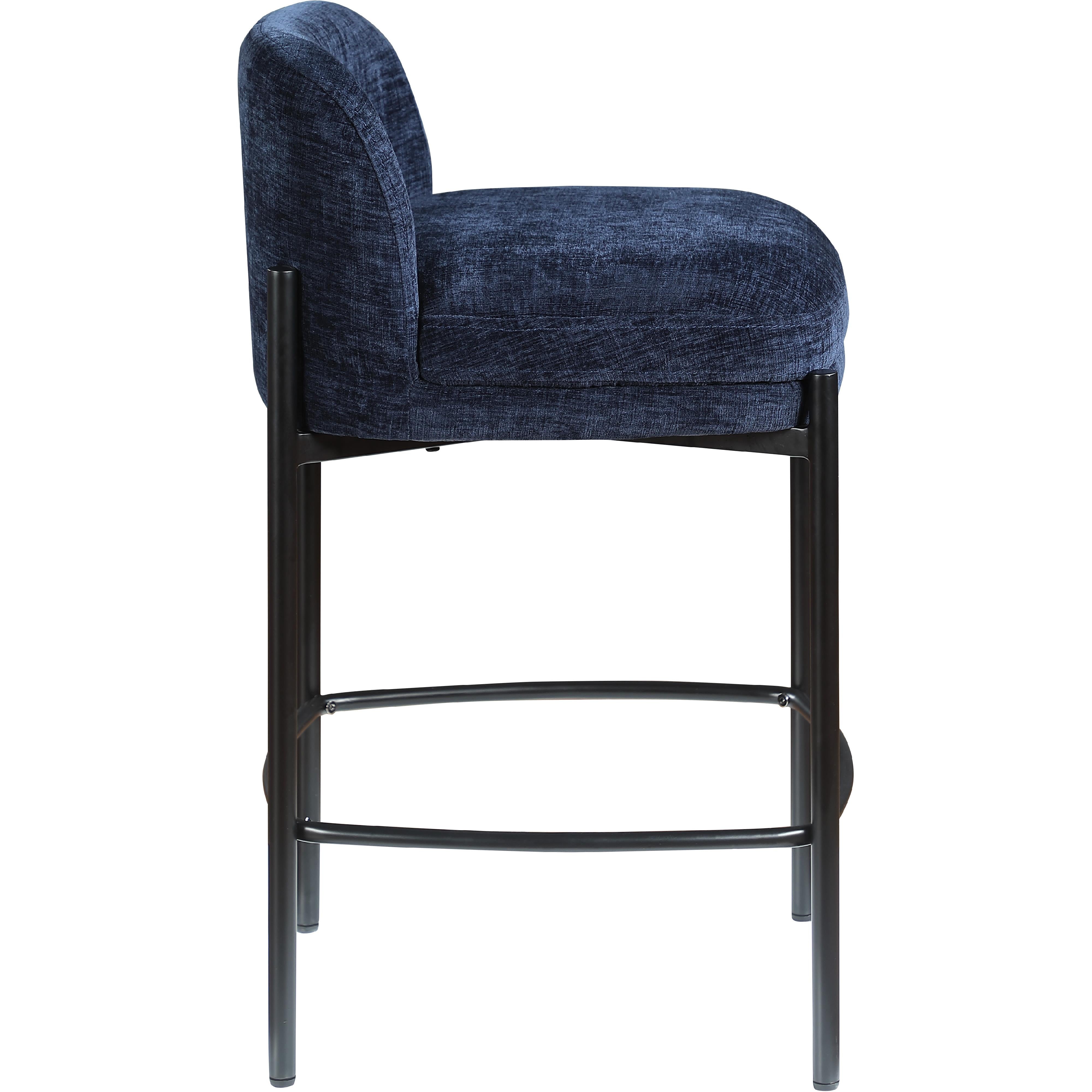 Meridian Burton Navy Chenille Fabric Stool