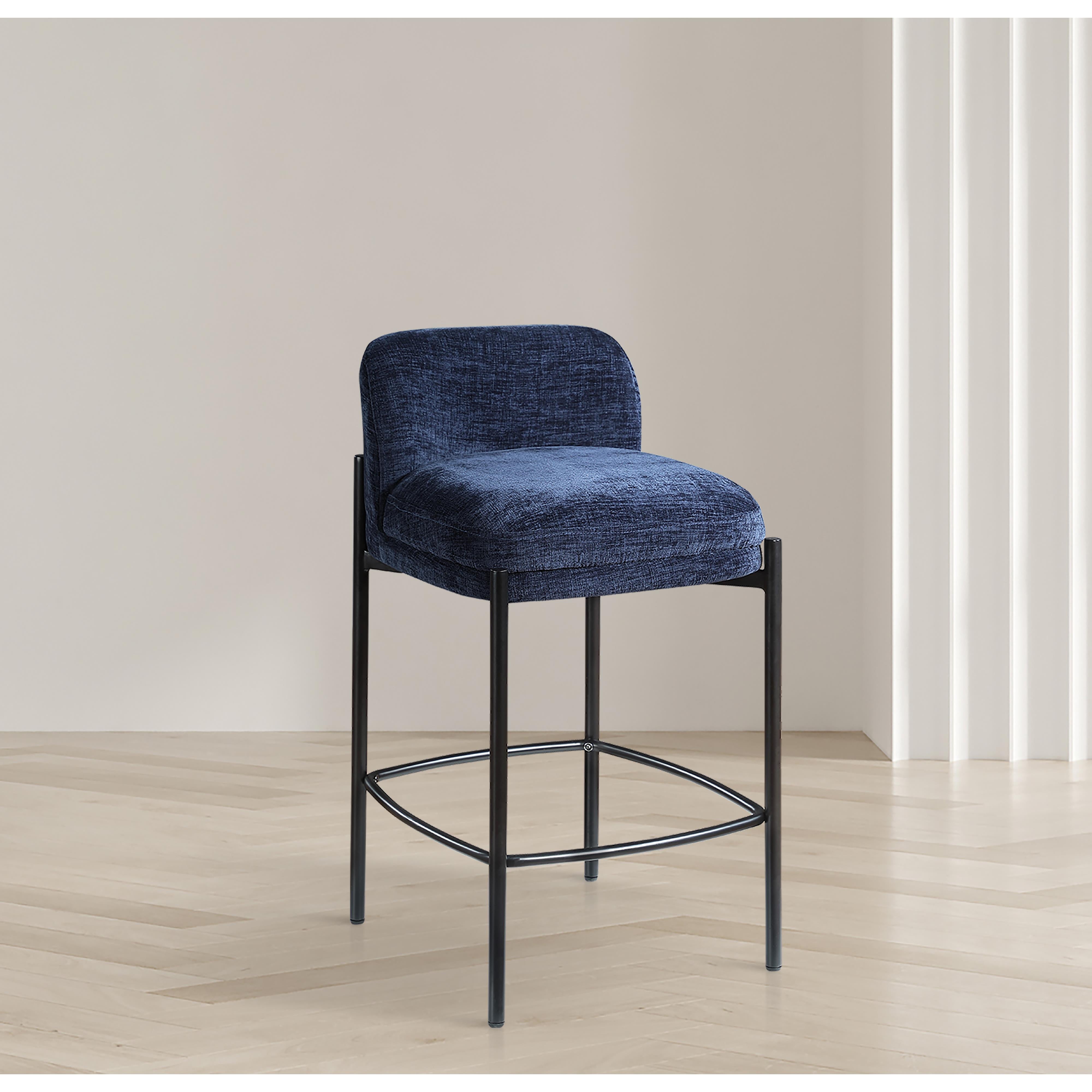 Meridian Burton Navy Chenille Fabric Stool