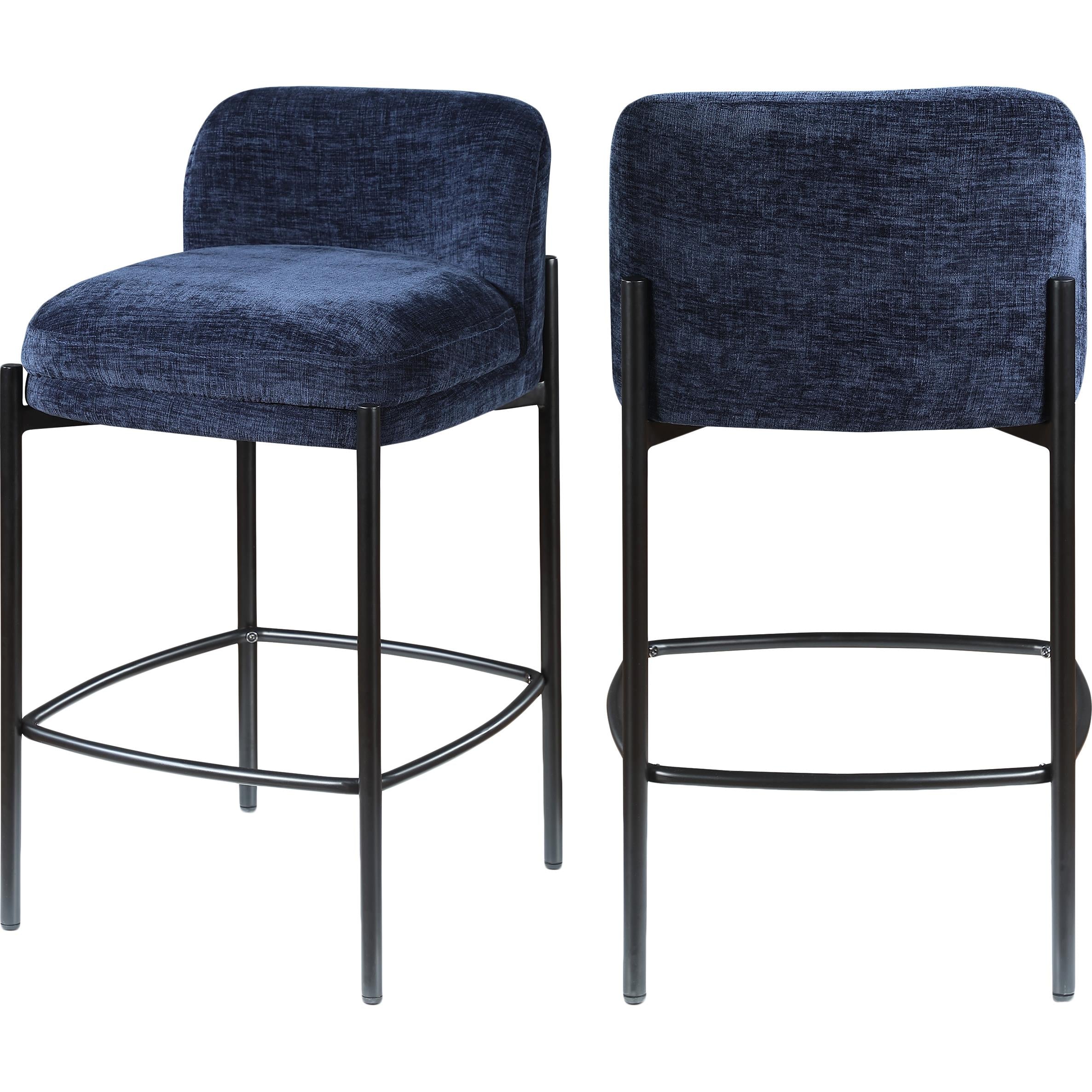 Meridian Burton Navy Chenille Fabric Stool