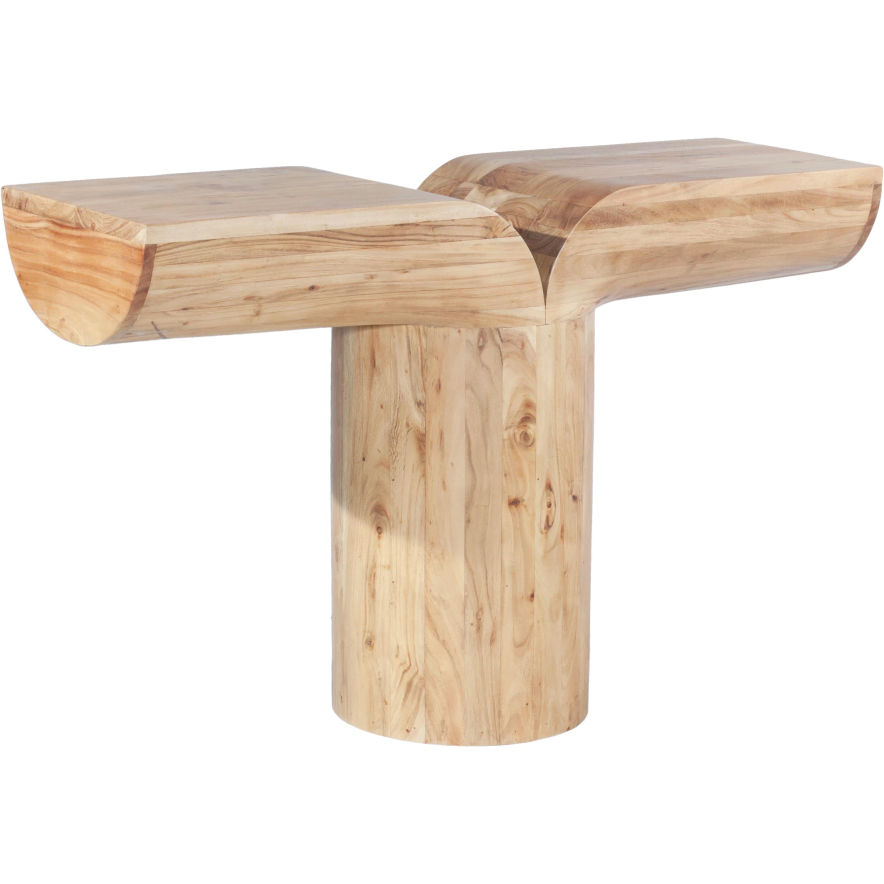 Meridian Tee Oak Console Table