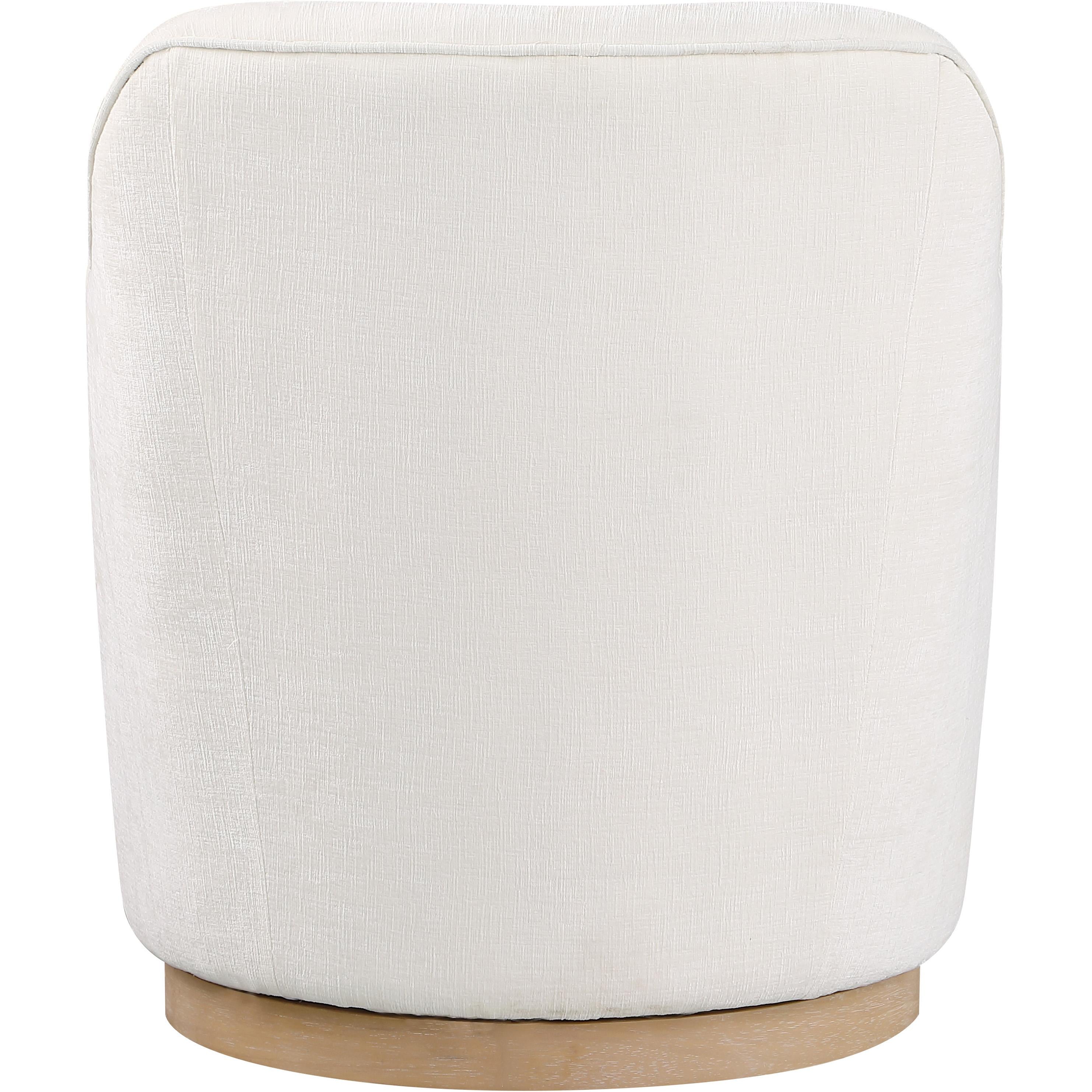 Meridian Clarita Cream Chenille Fabric Swivel Accent Chair