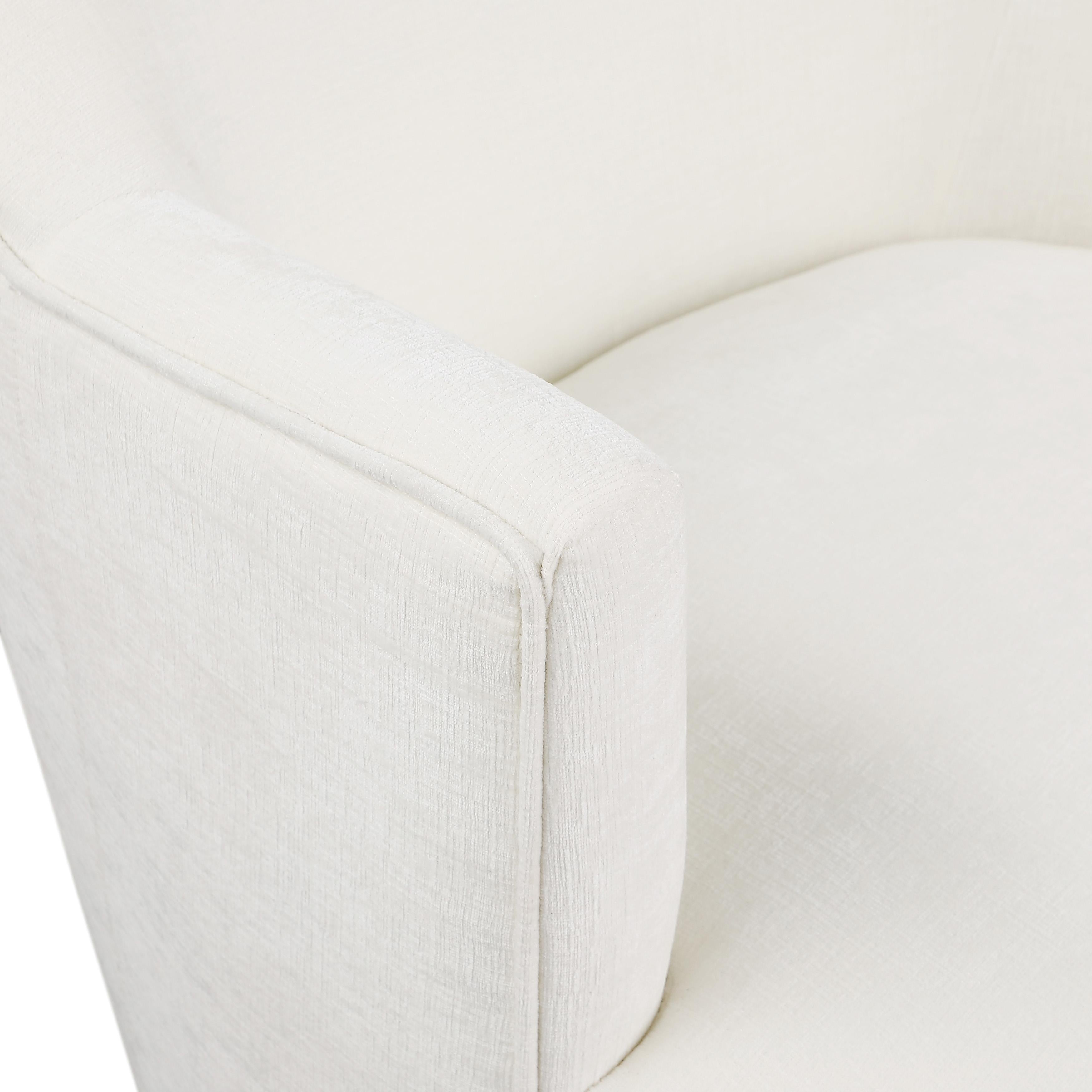 Meridian Clarita Cream Chenille Fabric Swivel Accent Chair