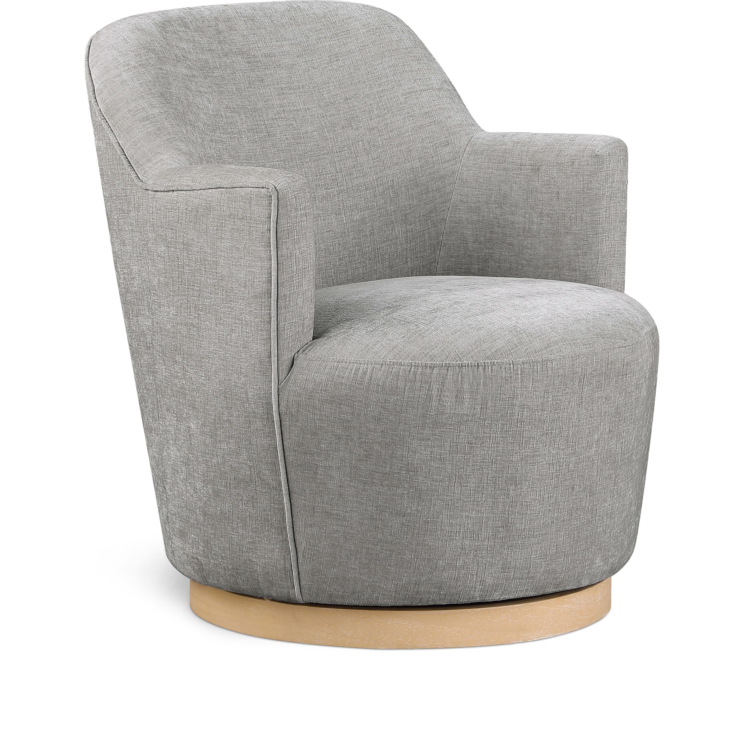 Meridian Clarita Light Grey Chenille Fabric Swivel Accent Chair