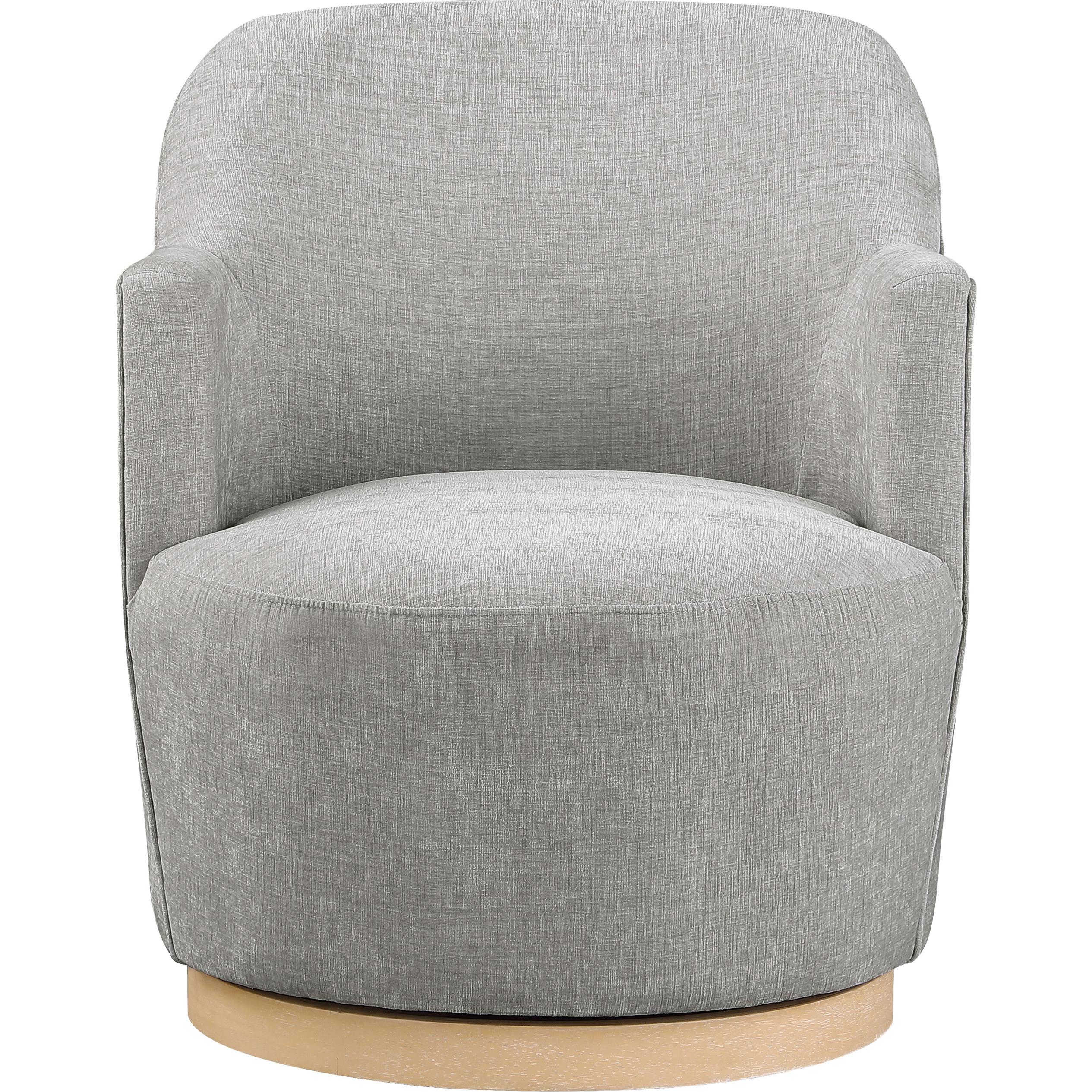 Meridian Clarita Light Grey Chenille Fabric Swivel Accent Chair