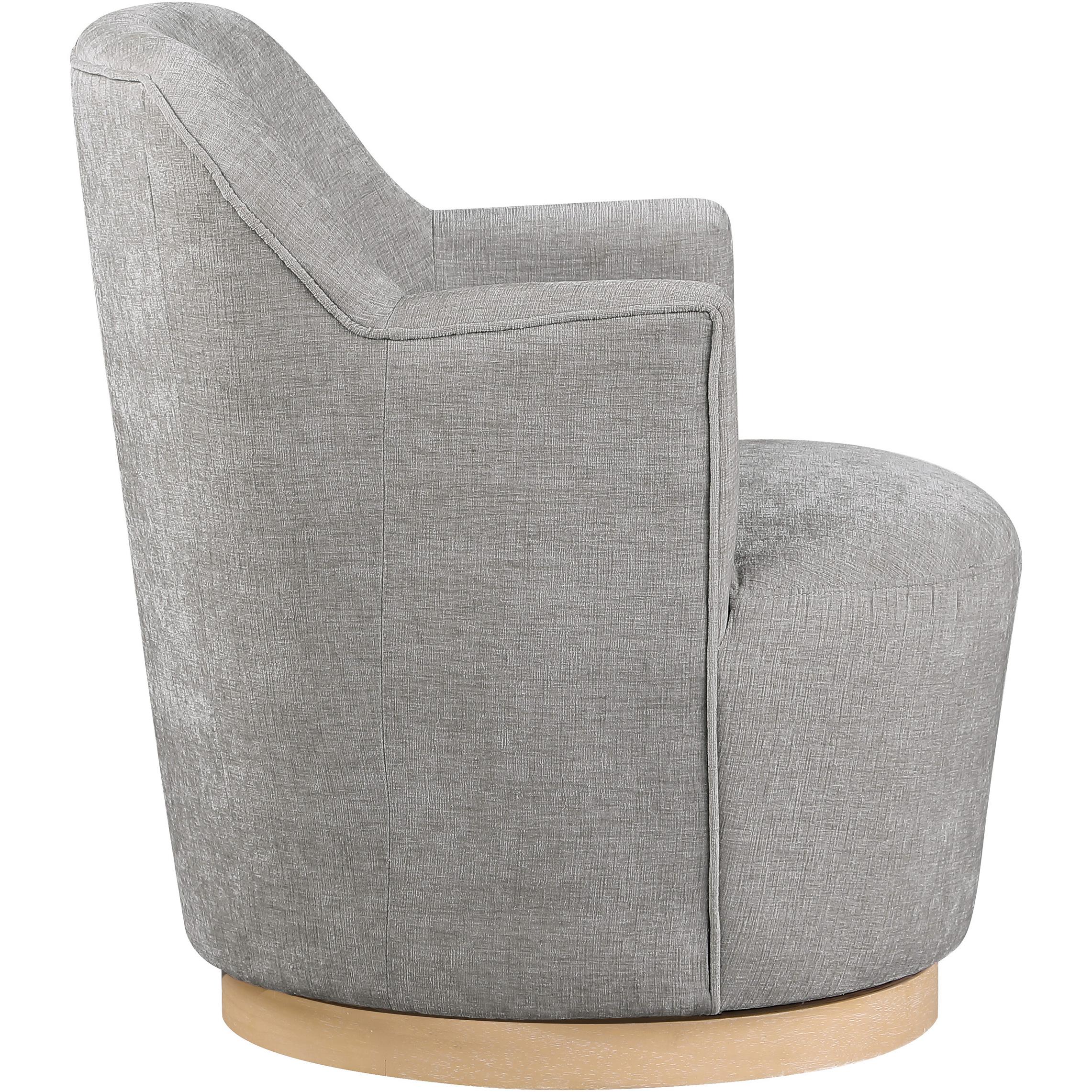 Meridian Clarita Light Grey Chenille Fabric Swivel Accent Chair