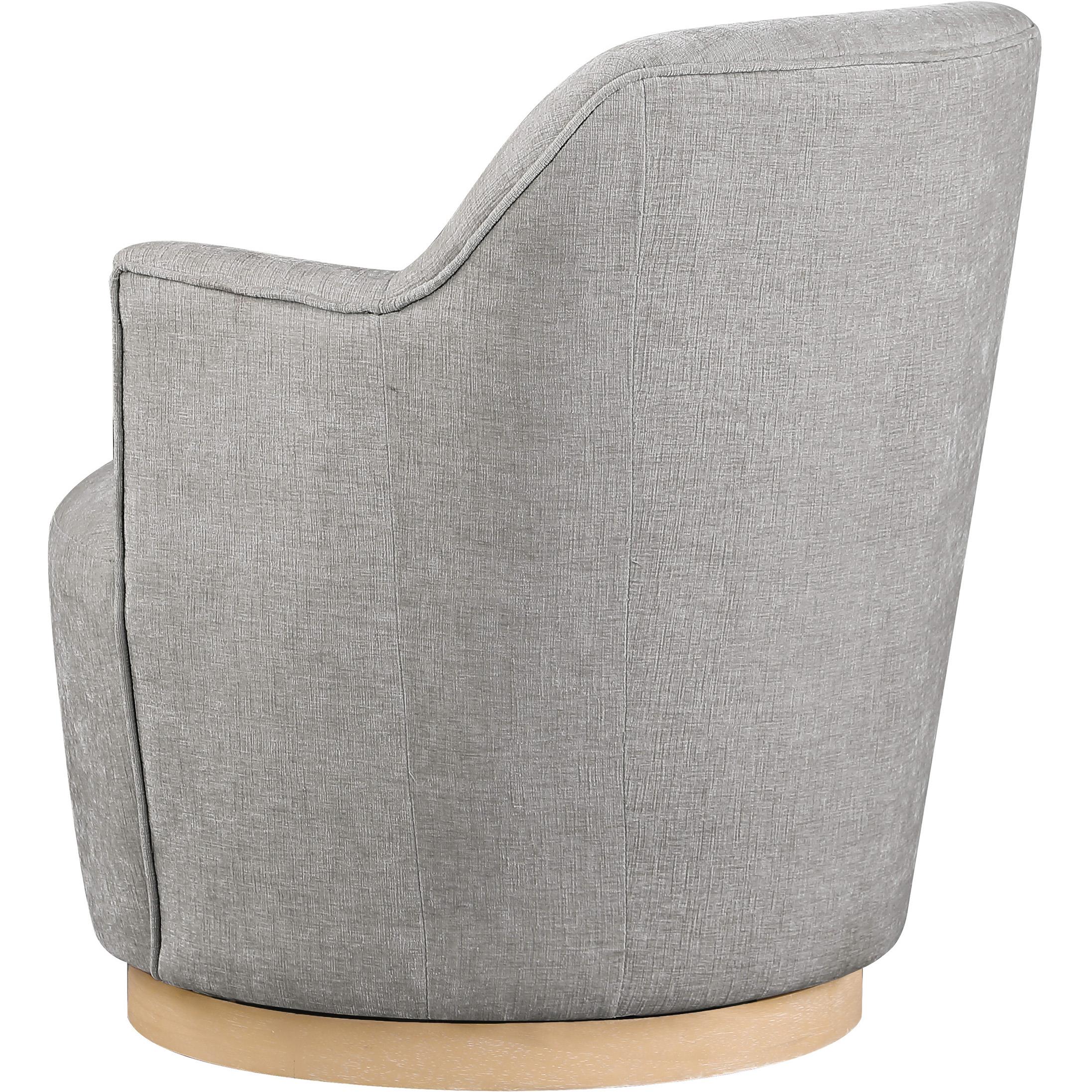 Meridian Clarita Light Grey Chenille Fabric Swivel Accent Chair