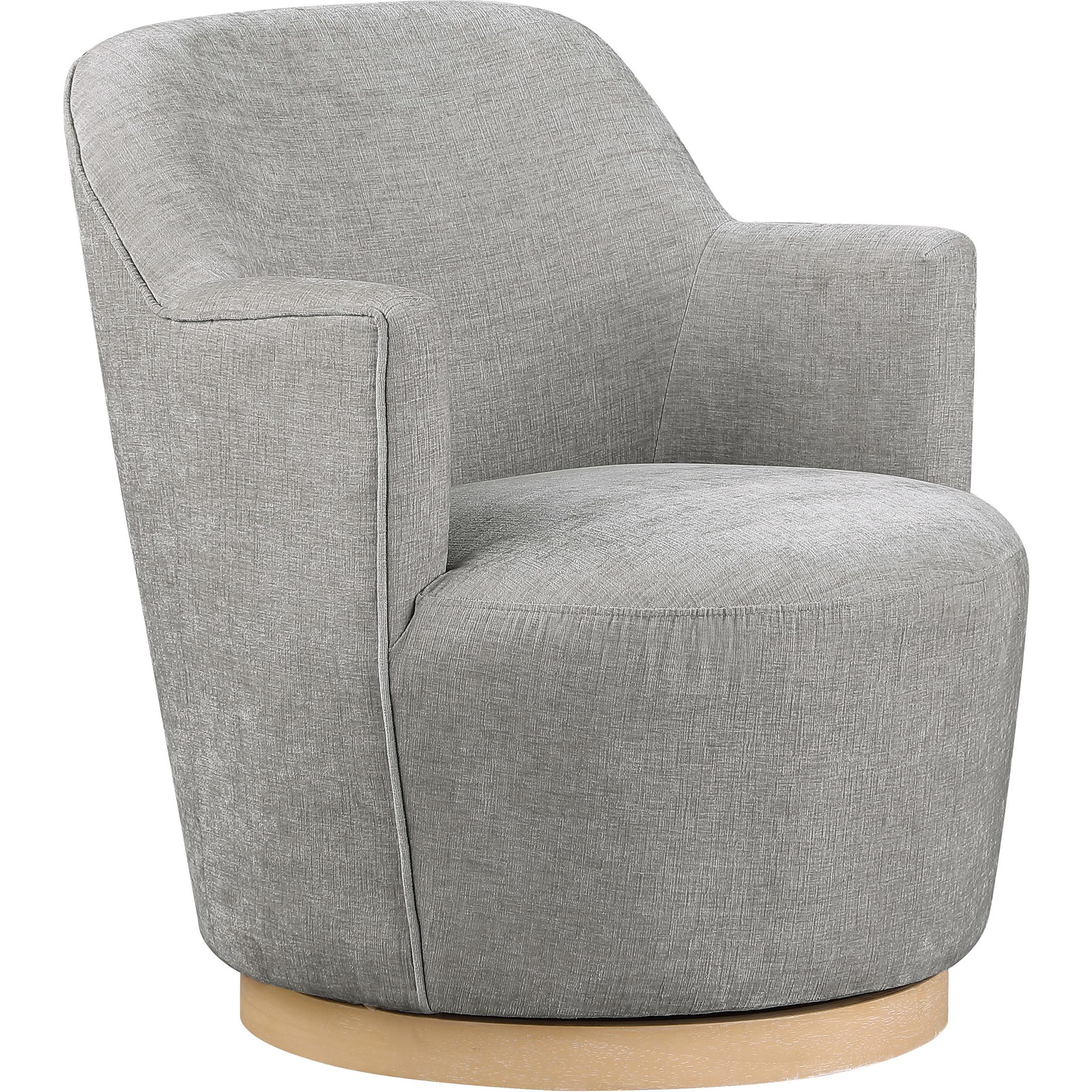 Meridian Clarita Light Grey Chenille Fabric Swivel Accent Chair