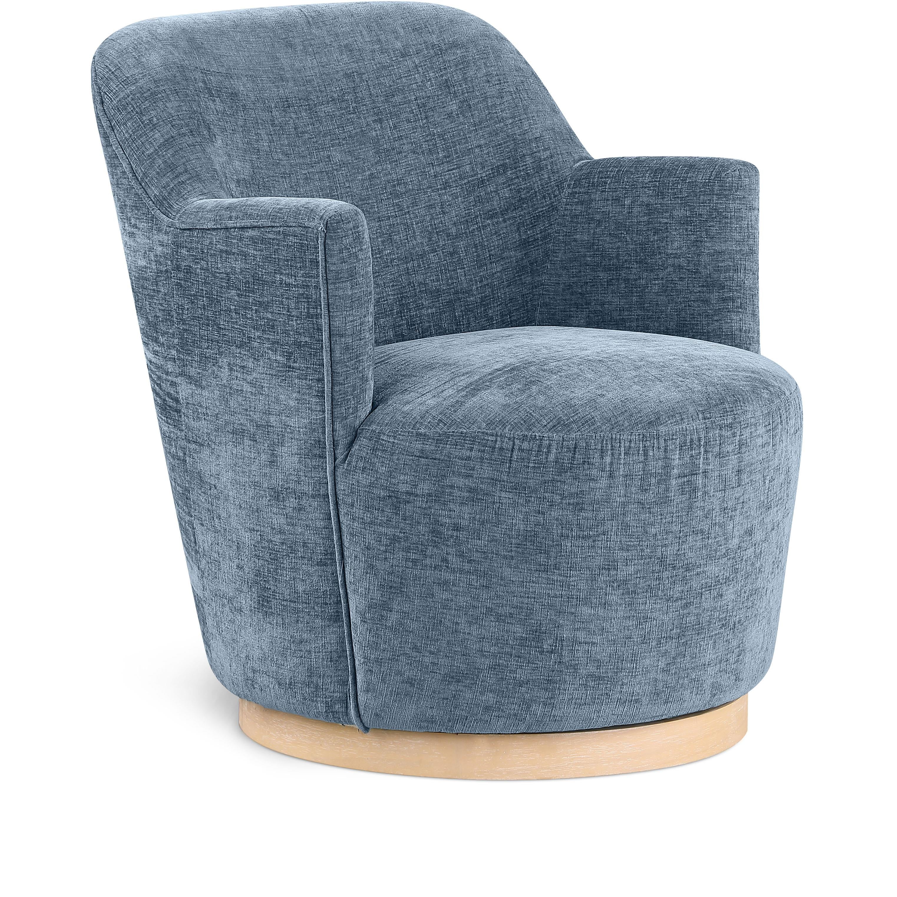 Meridian Clarita Light Blue Chenille Fabric Swivel Accent Chair