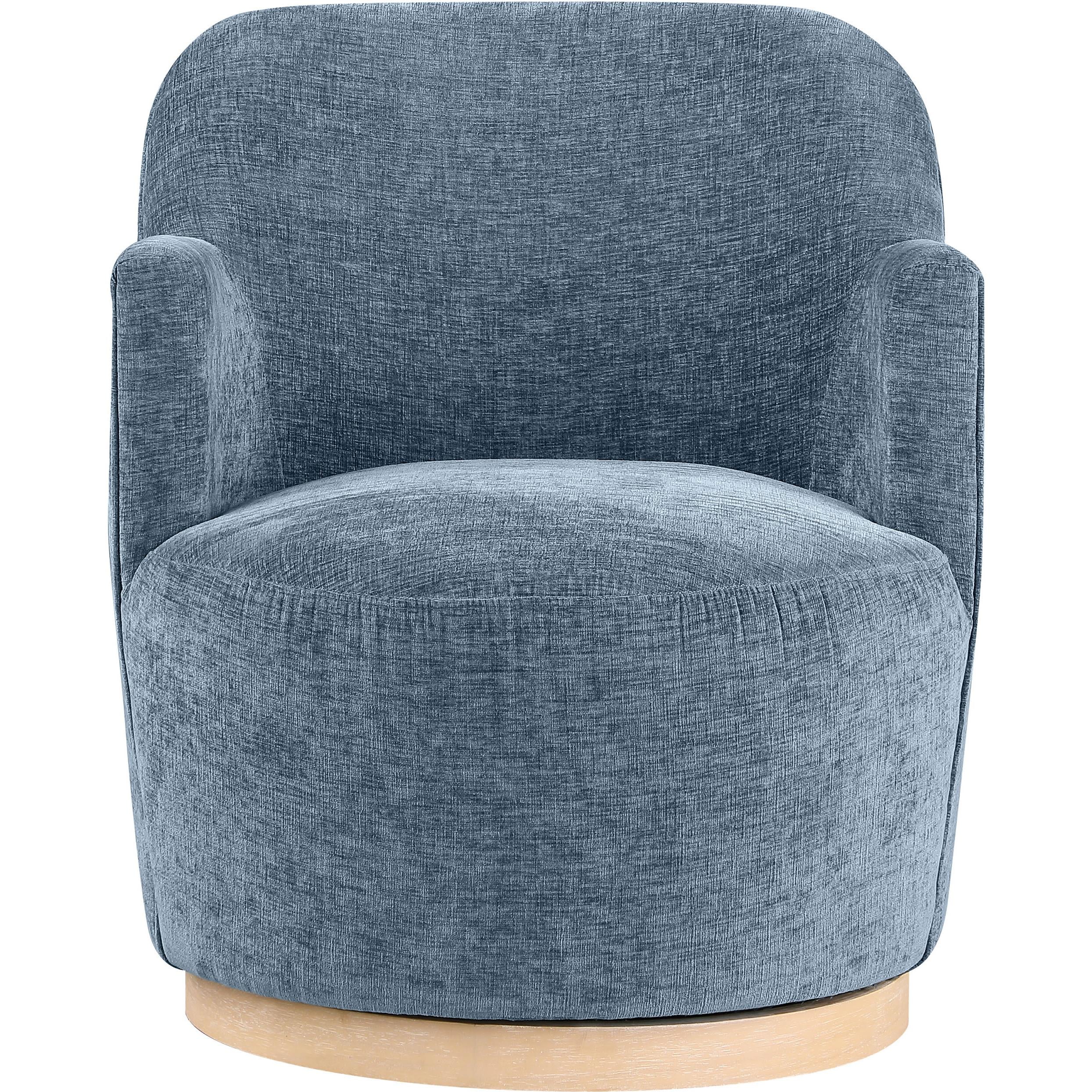 Meridian Clarita Light Blue Chenille Fabric Swivel Accent Chair