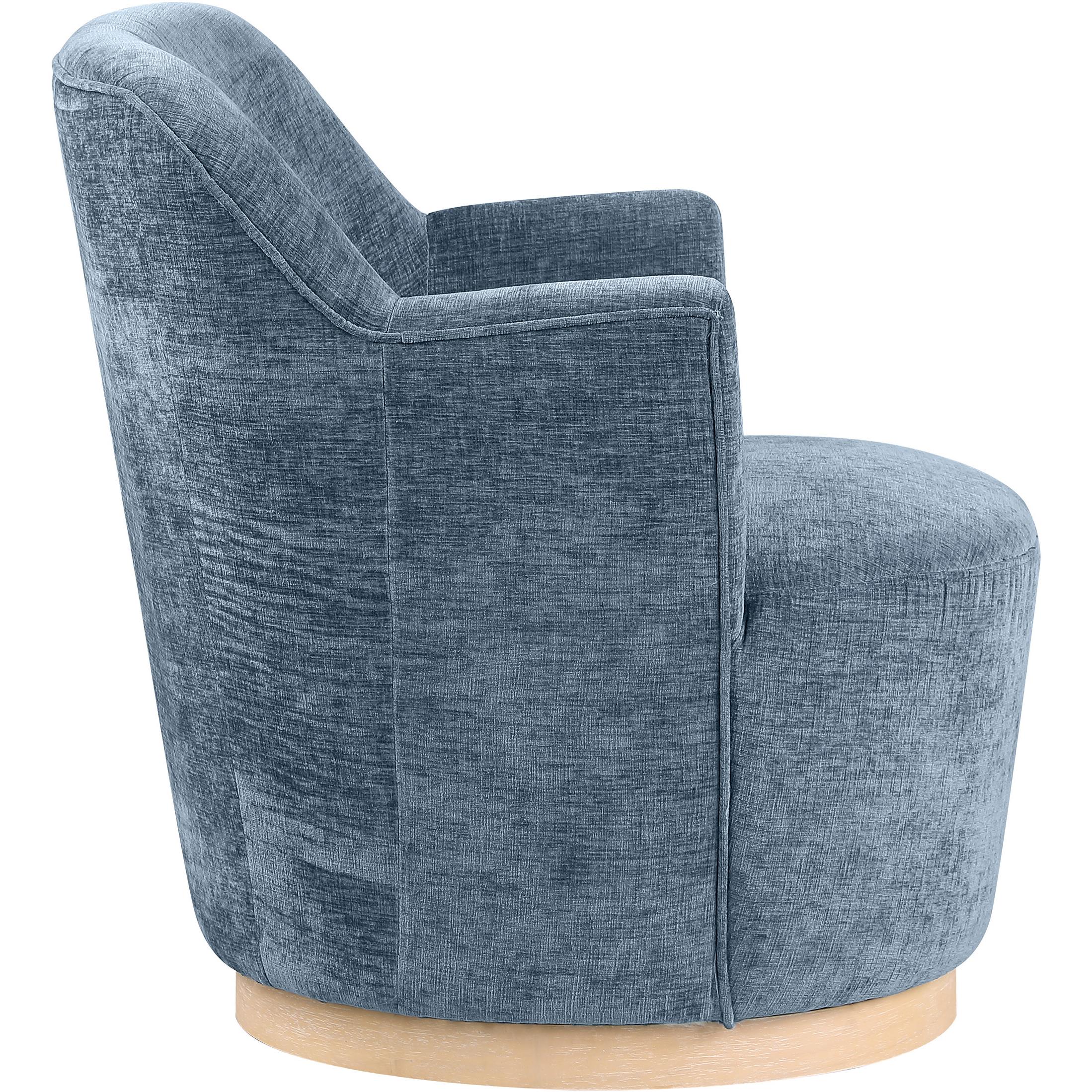 Meridian Clarita Light Blue Chenille Fabric Swivel Accent Chair