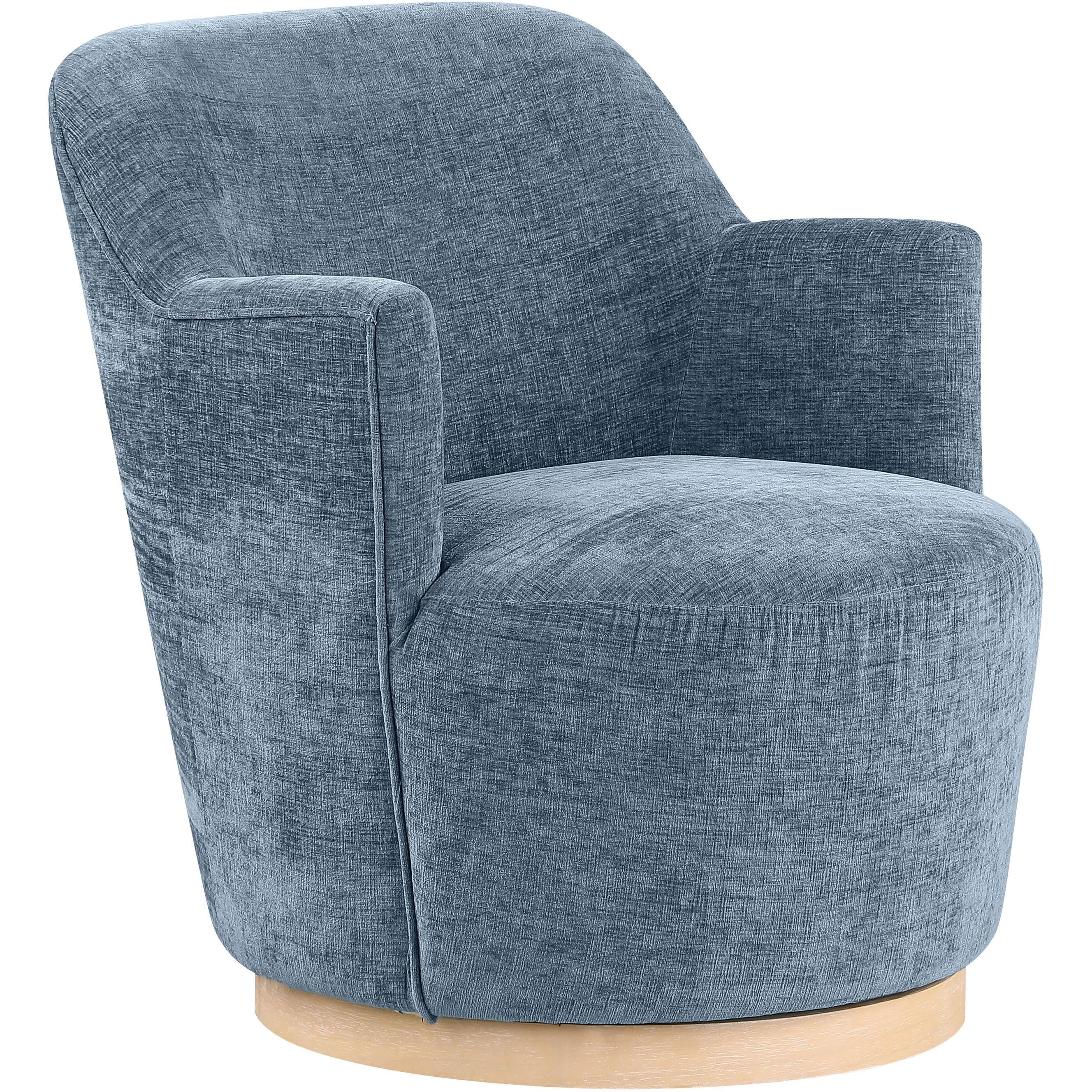 Meridian Clarita Light Blue Chenille Fabric Swivel Accent Chair