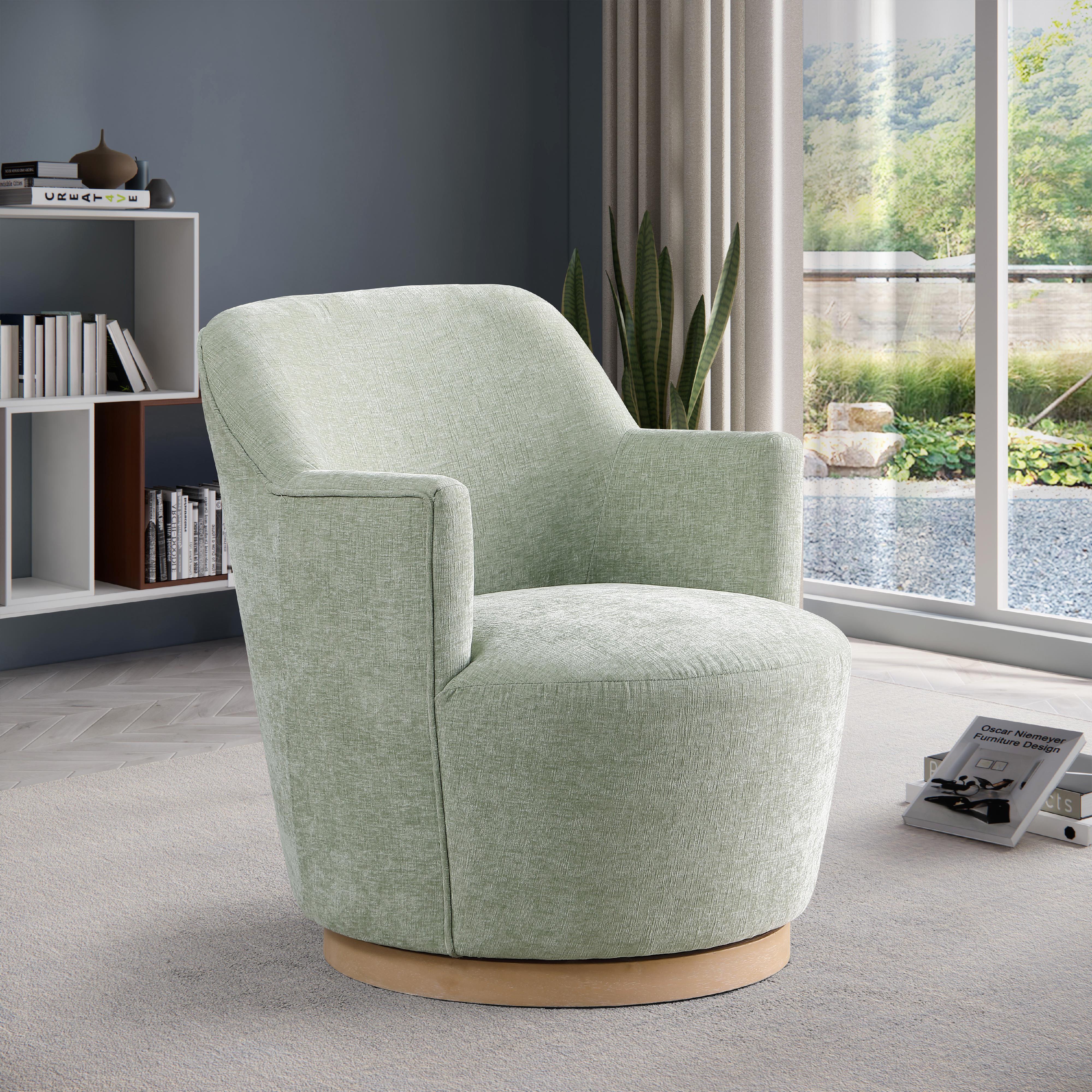 Meridian Clarita Mint Chenille Fabric Swivel Accent Chair