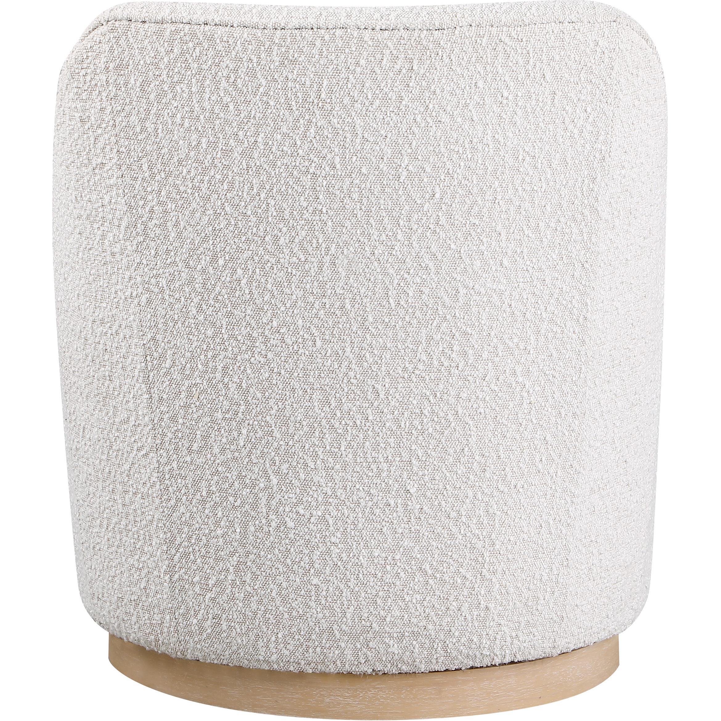 Meridian Clarita Cream Boucle Fabric Swivel Accent Chair