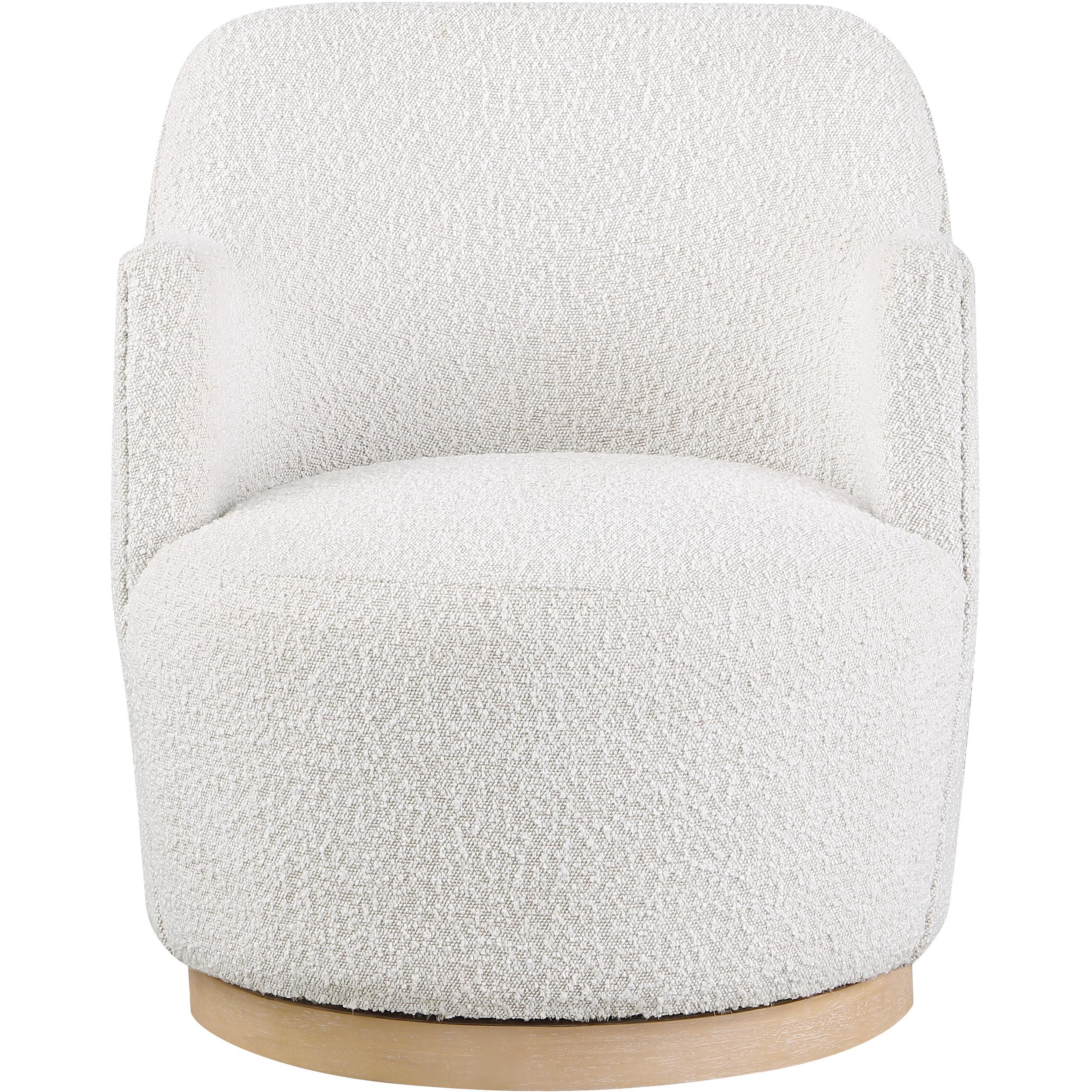 Meridian Clarita Cream Boucle Fabric Swivel Accent Chair