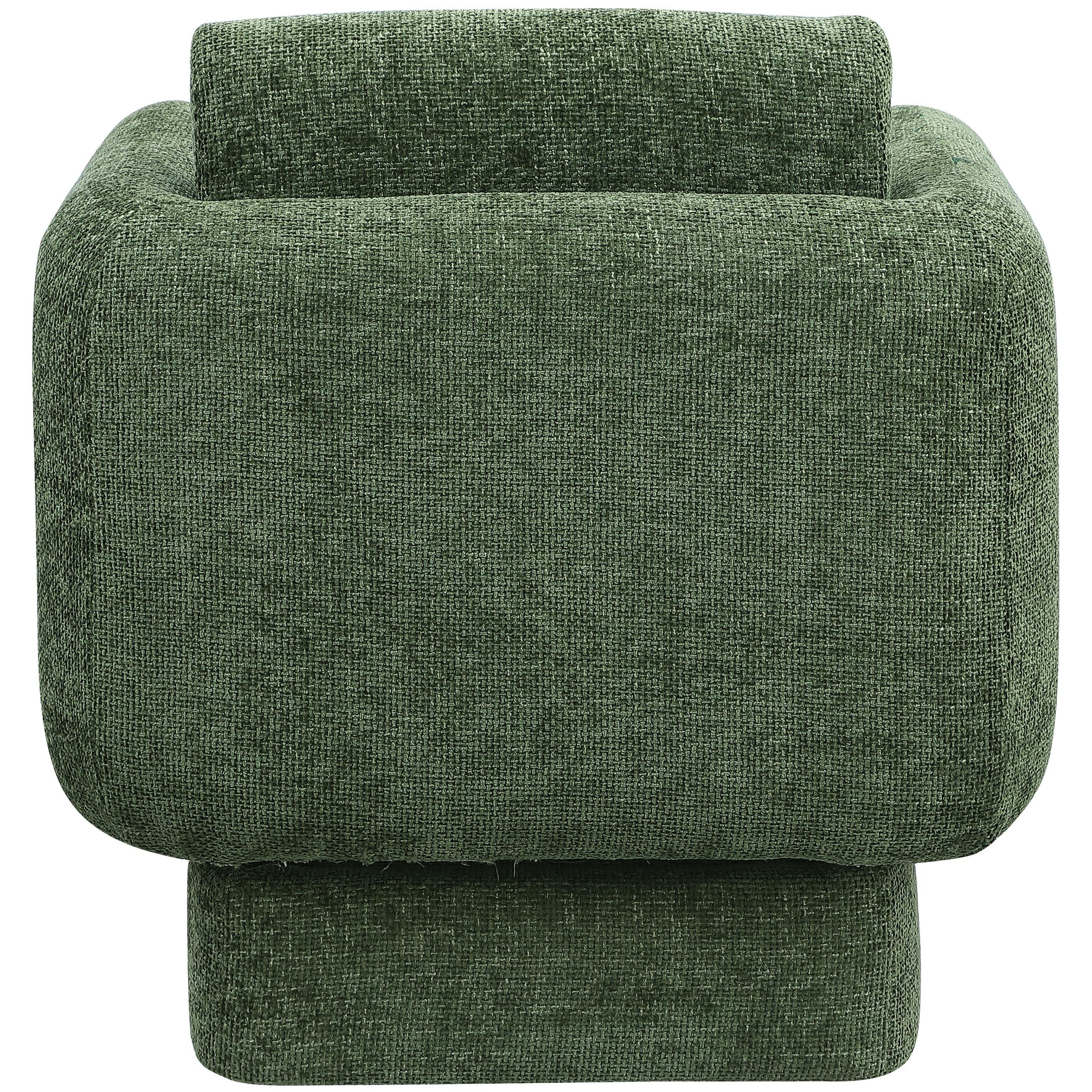 Meridian Alessandra Green Chenille Fabric Swivel Accent Chair