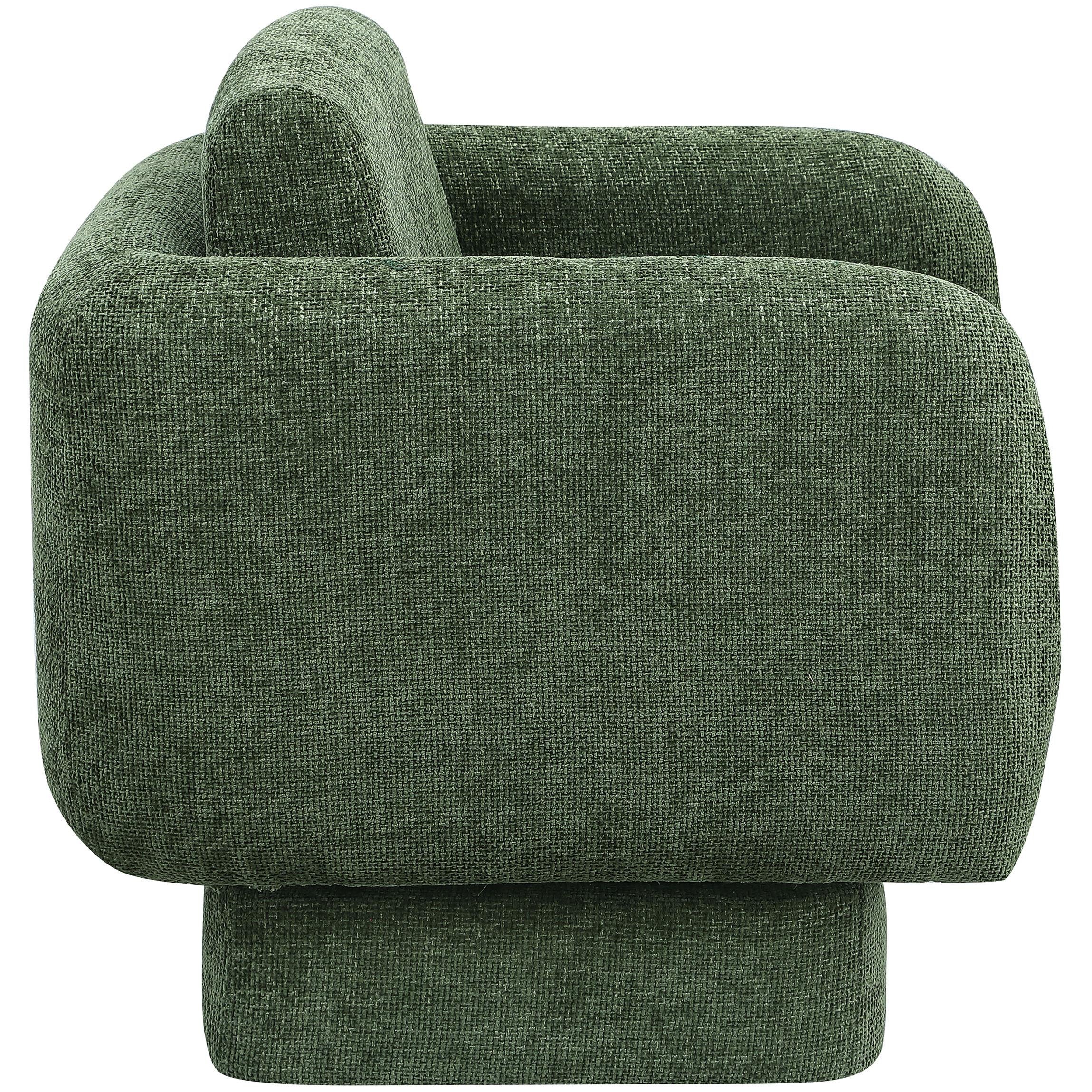 Meridian Alessandra Green Chenille Fabric Swivel Accent Chair