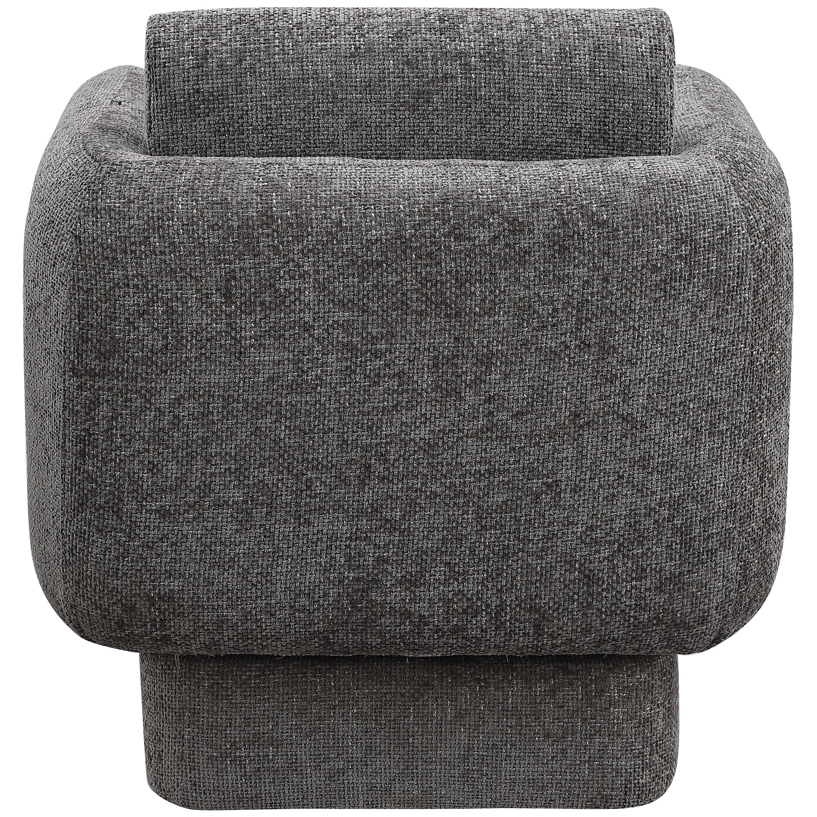 Meridian Alessandra Grey Chenille Fabric Swivel Accent Chair