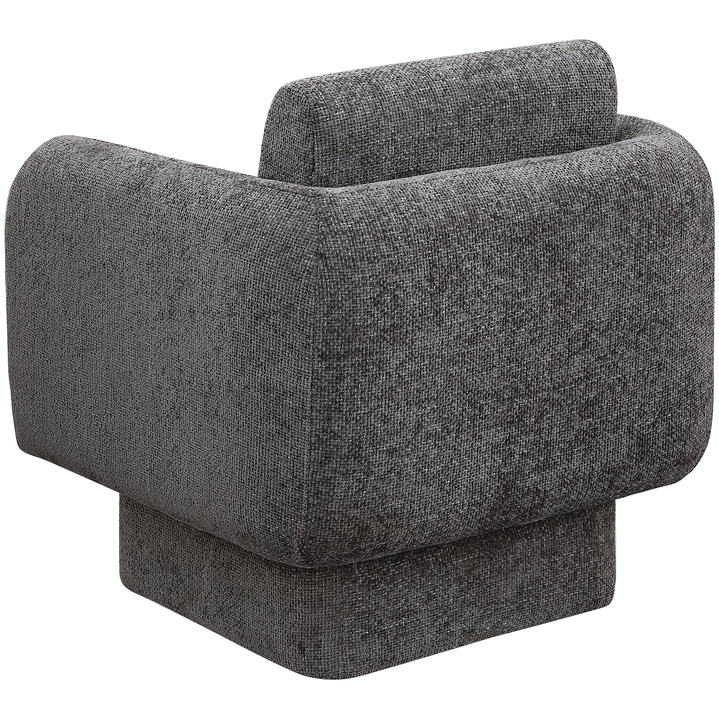 Meridian Alessandra Grey Chenille Fabric Swivel Accent Chair