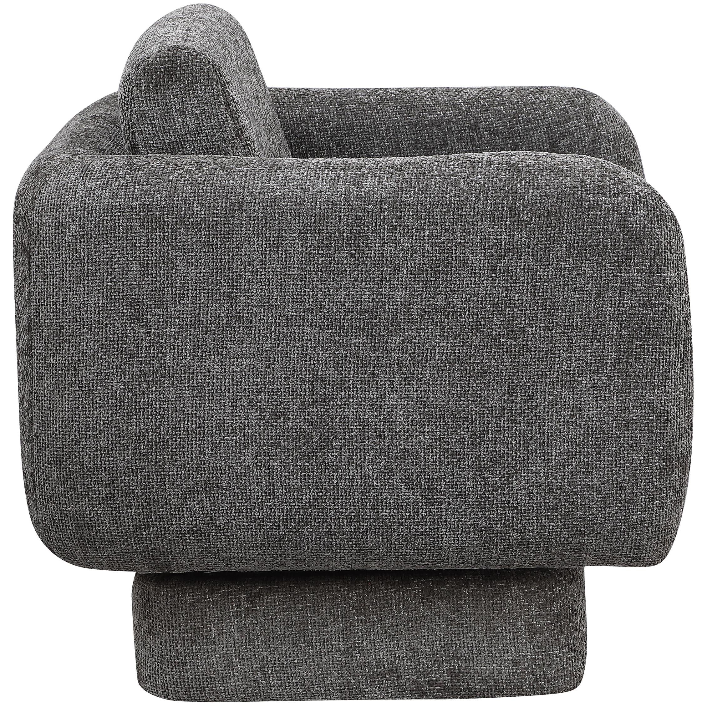 Meridian Alessandra Grey Chenille Fabric Swivel Accent Chair