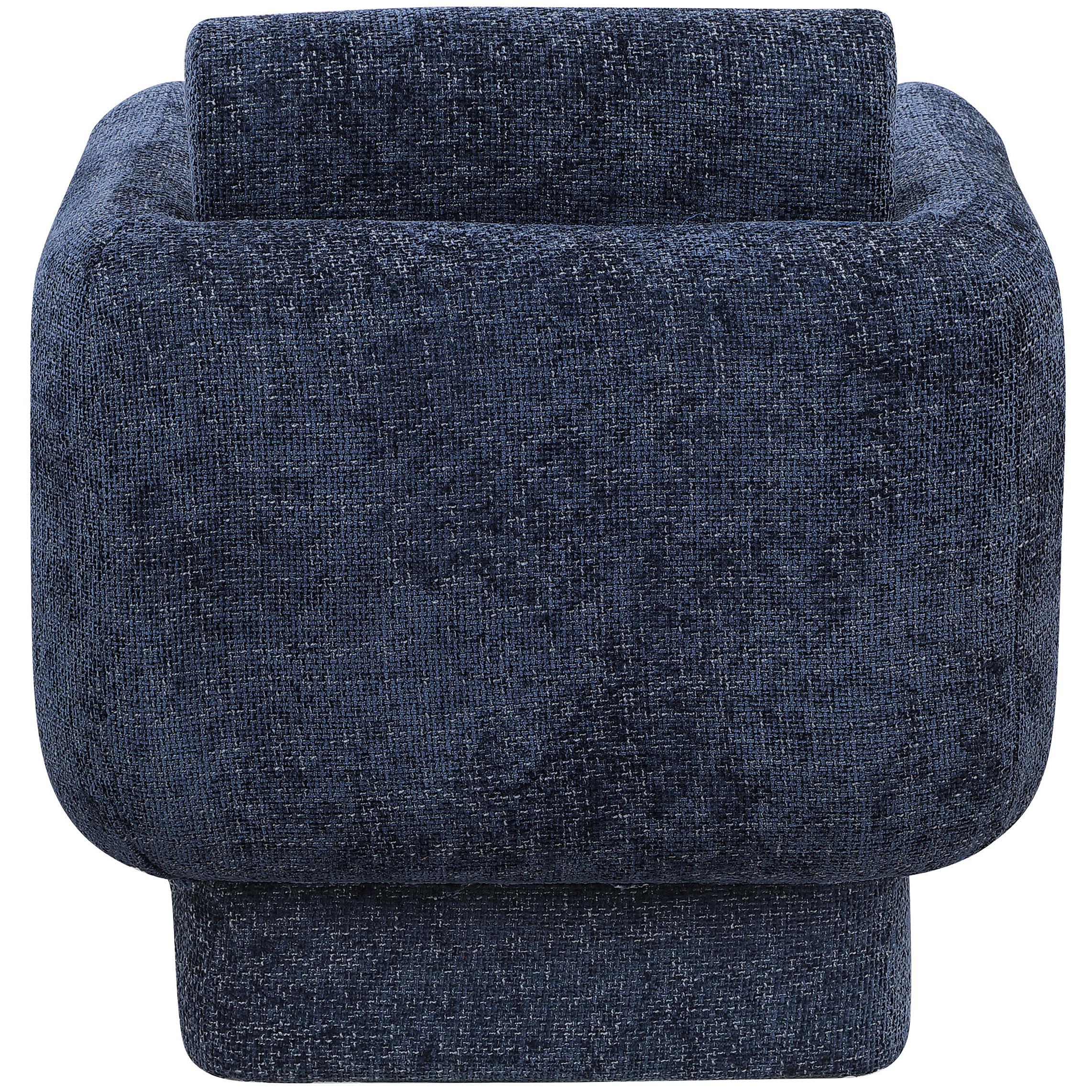 Meridian Alessandra Navy Chenille Fabric Swivel Accent Chair