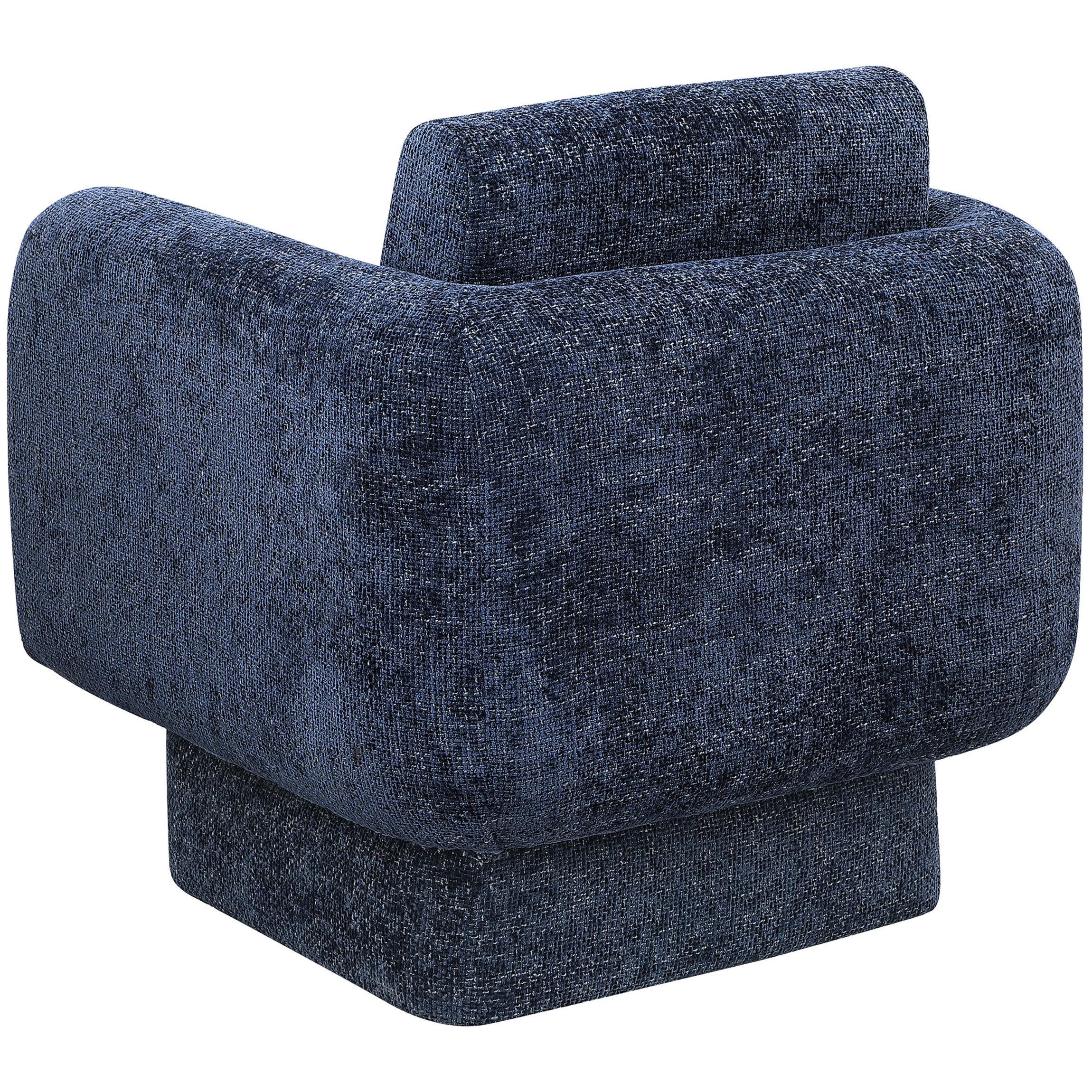 Meridian Alessandra Navy Chenille Fabric Swivel Accent Chair