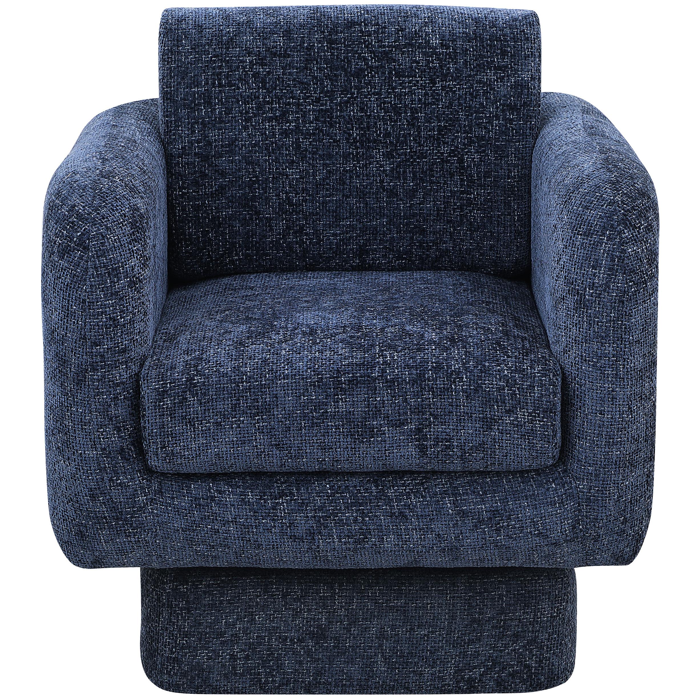 Meridian Alessandra Navy Chenille Fabric Swivel Accent Chair