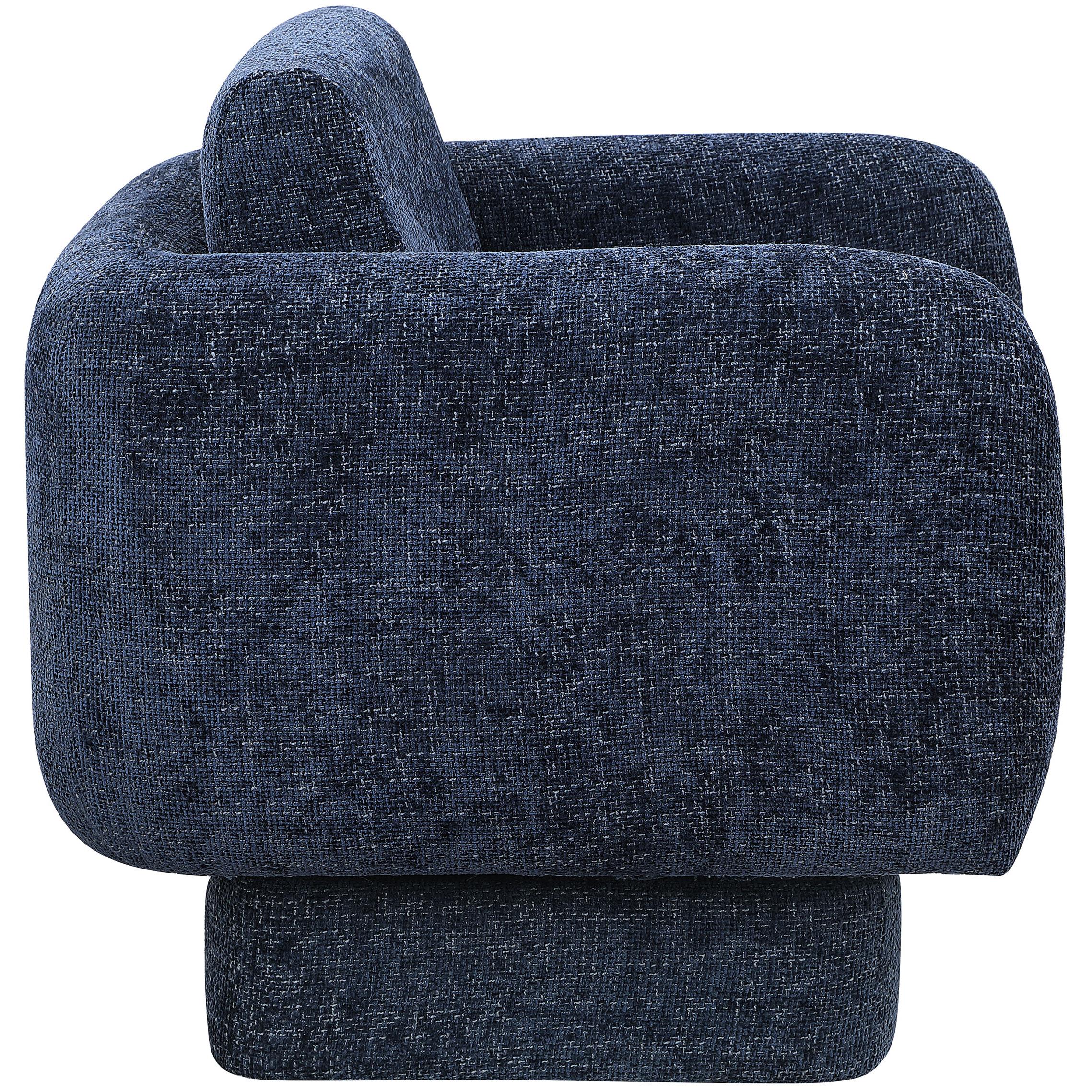 Meridian Alessandra Navy Chenille Fabric Swivel Accent Chair