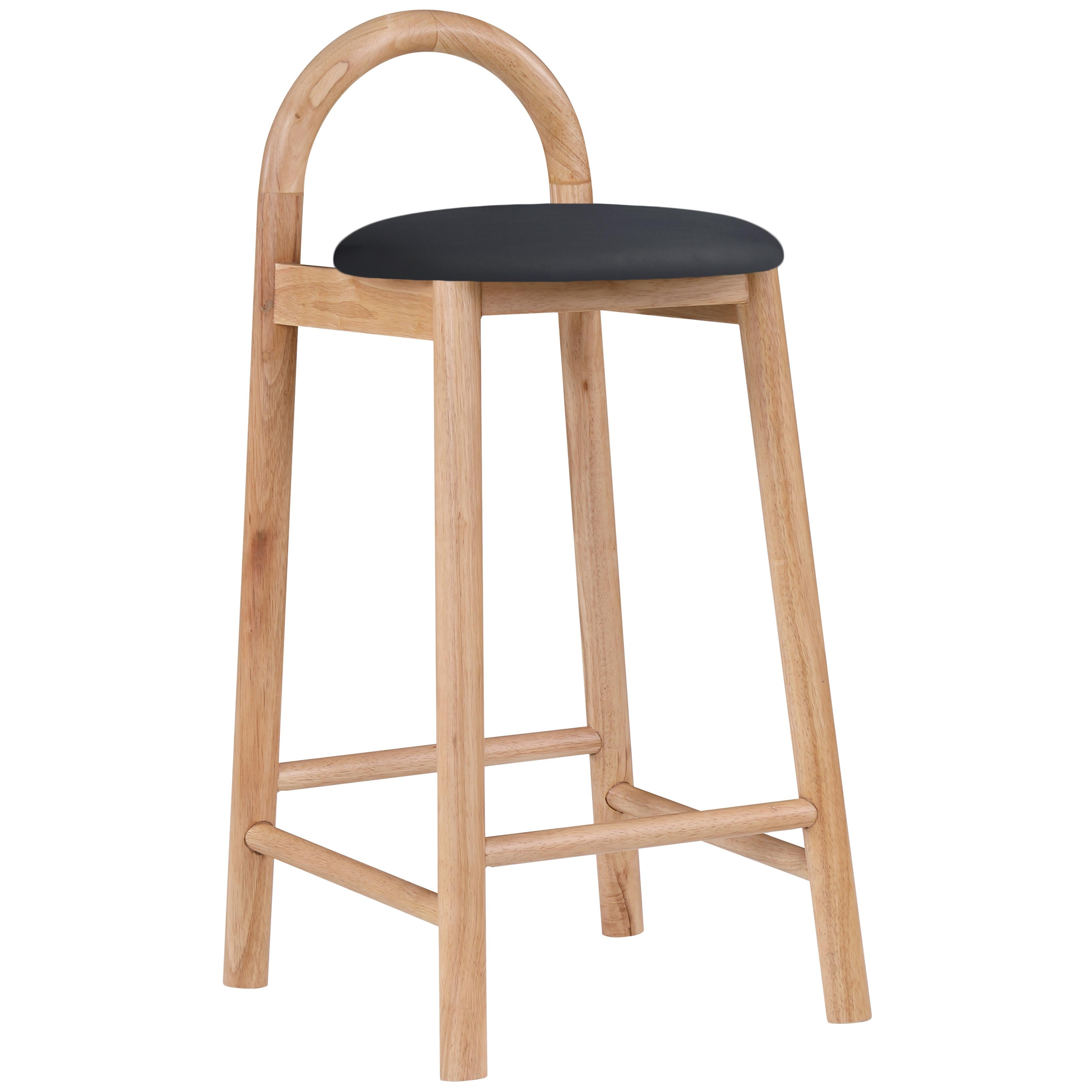 Meridian Calvin Black Vegan Leather Stool