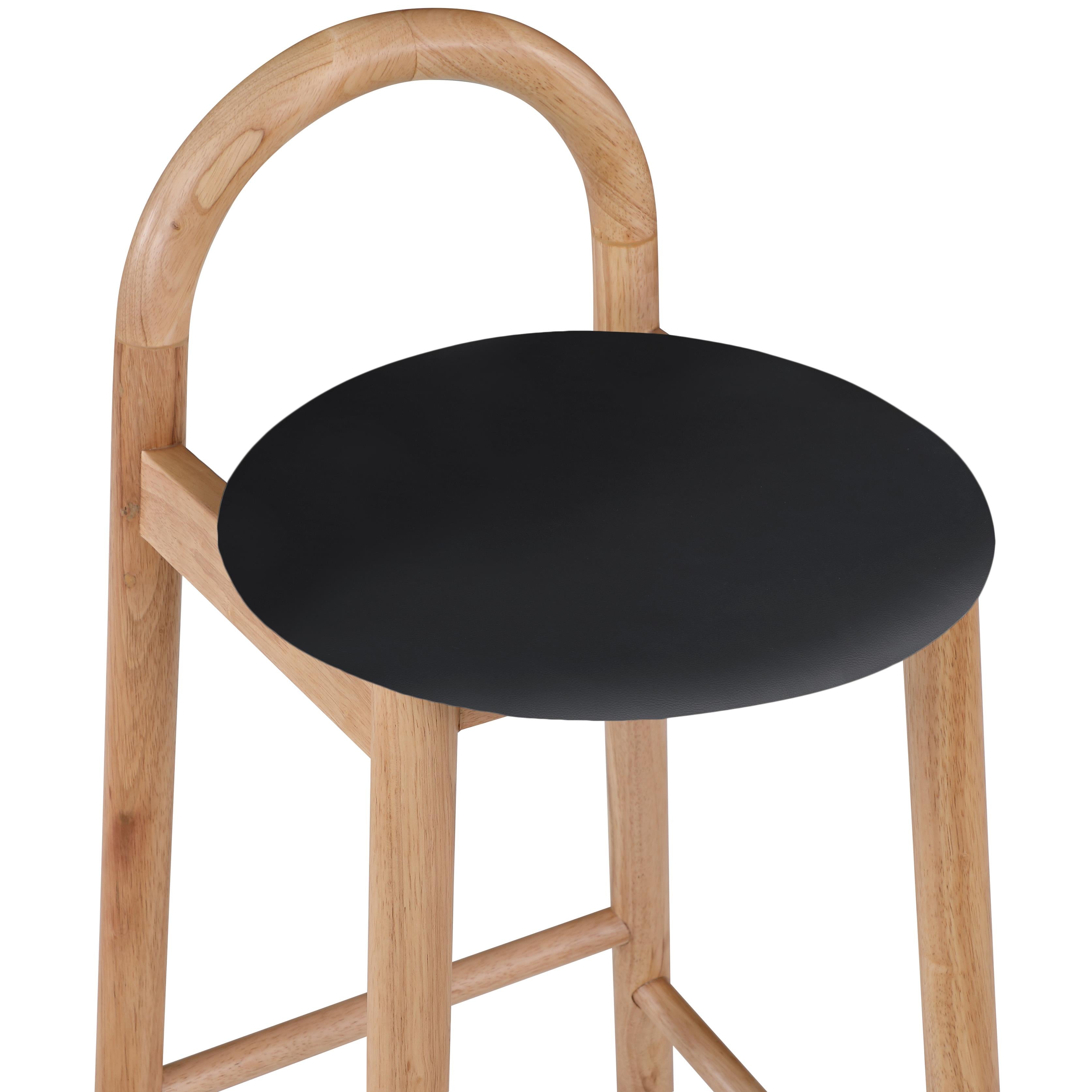 Meridian Calvin Black Vegan Leather Stool