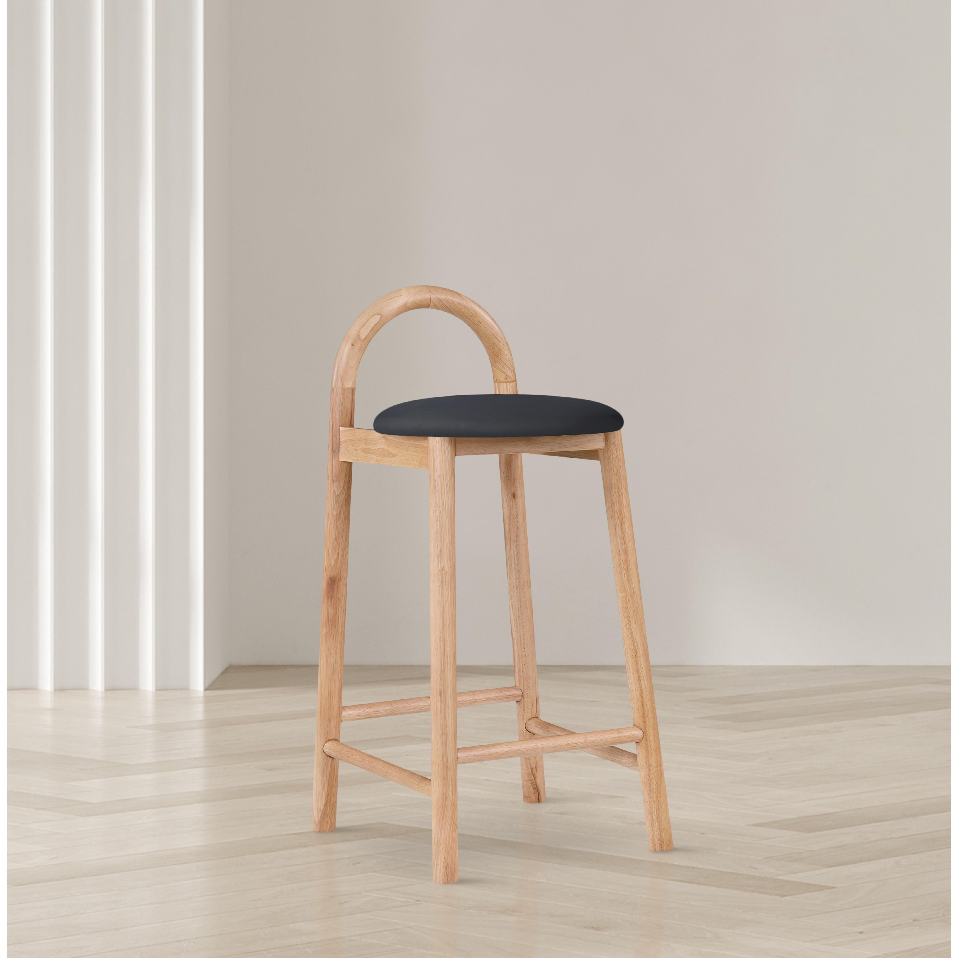 Meridian Calvin Black Vegan Leather Stool