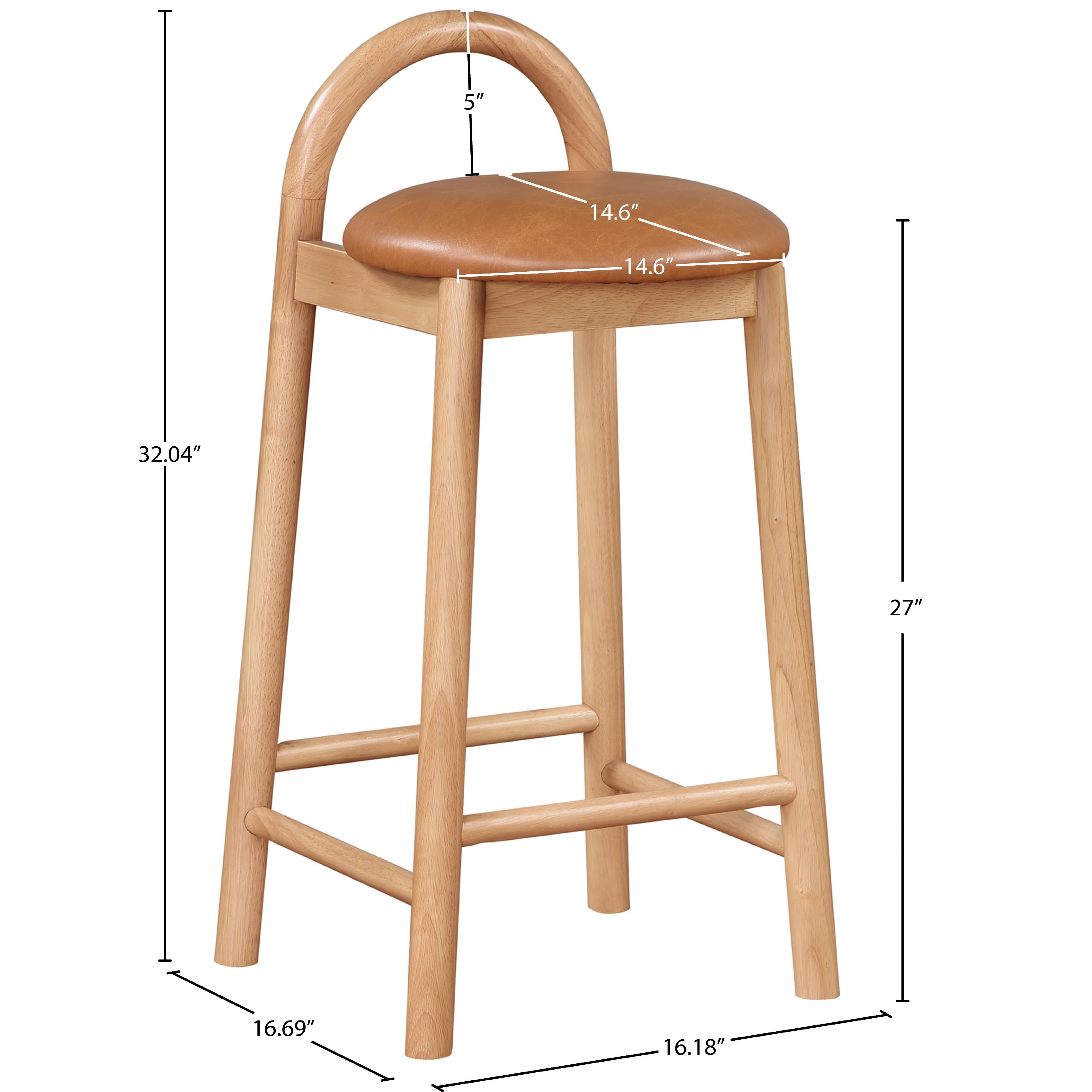 Meridian Calvin Cognac Vegan Leather Stool