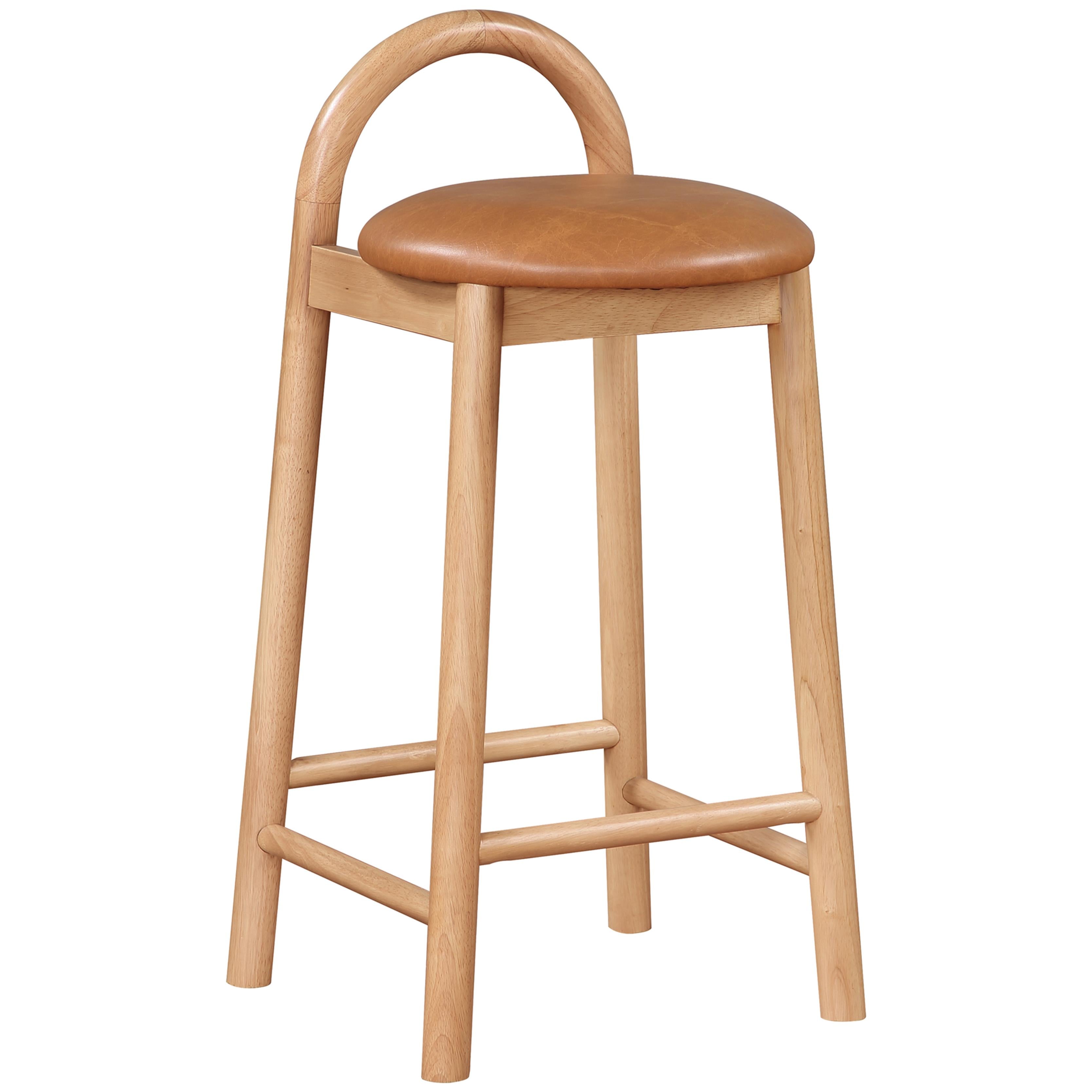 Meridian Calvin Cognac Vegan Leather Stool